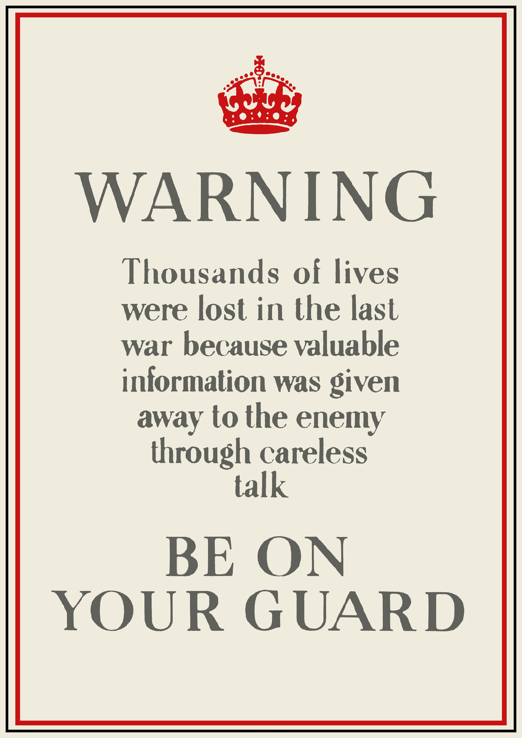 "Be on your Guard" - British WW2 Propaganda Poster TheHistoryPrint