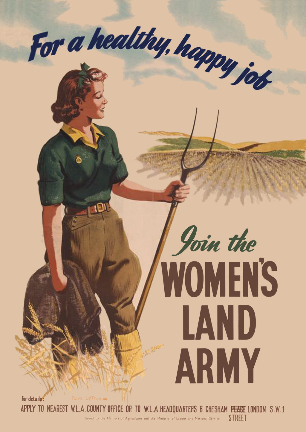 "Women's Land Army" - British WW2 Propaganda Poster TheHistoryPrint