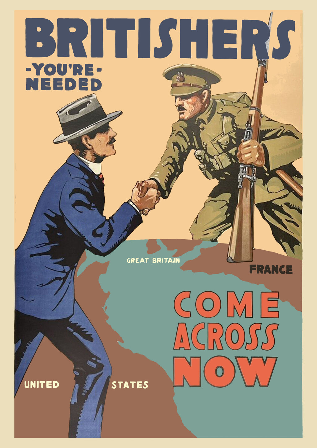 "Britishers Needed" - Allied WW1 Propaganda Poster TheHistoryPrint