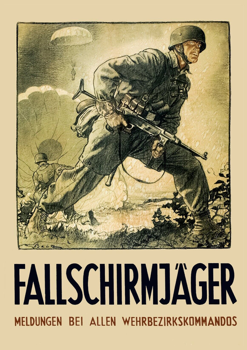 "Fallschirmjager" - German WW2 Propaganda Poster TheHistoryPrint