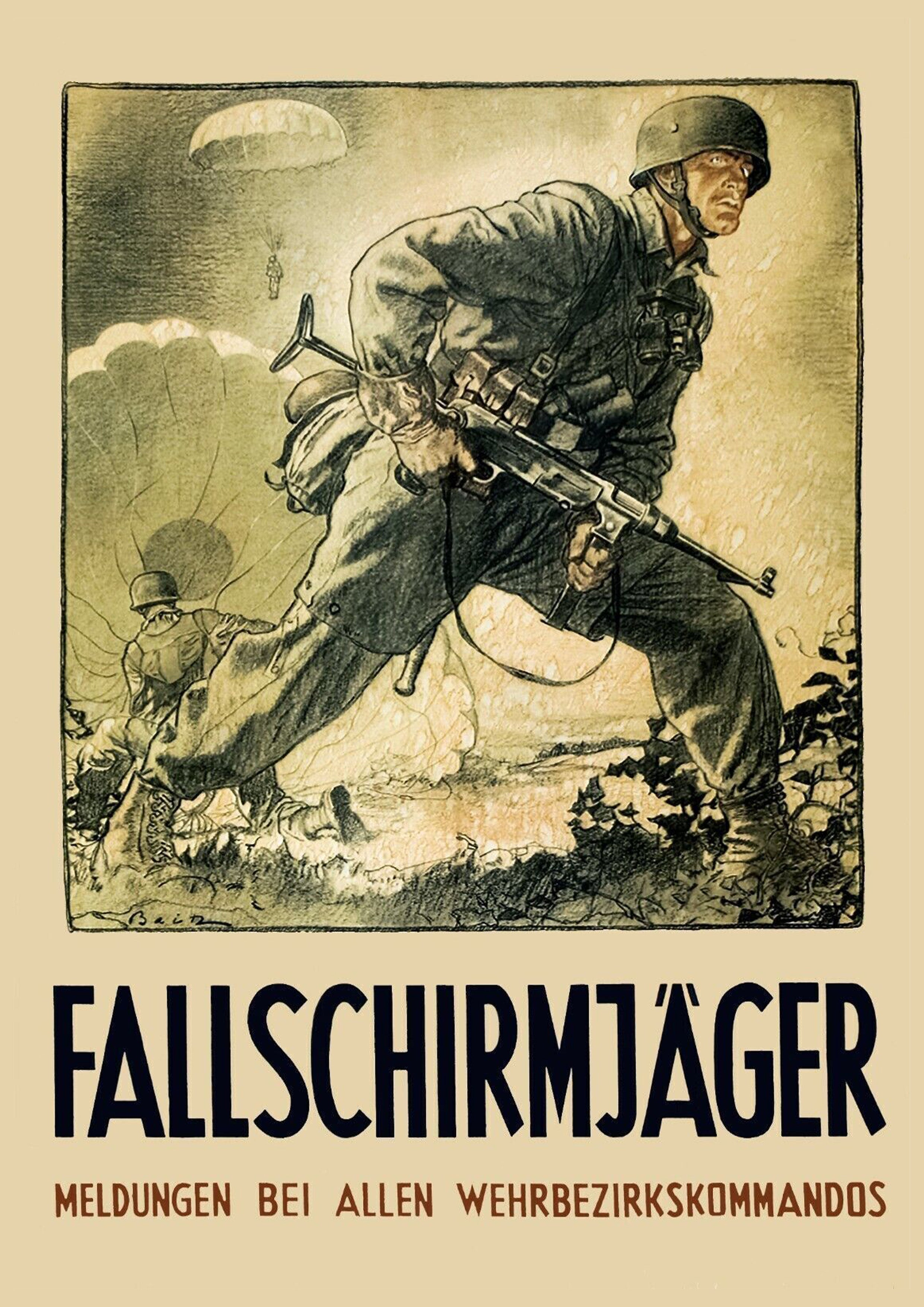 "Fallschirmjager" - German WW2 Propaganda Poster TheHistoryPrint