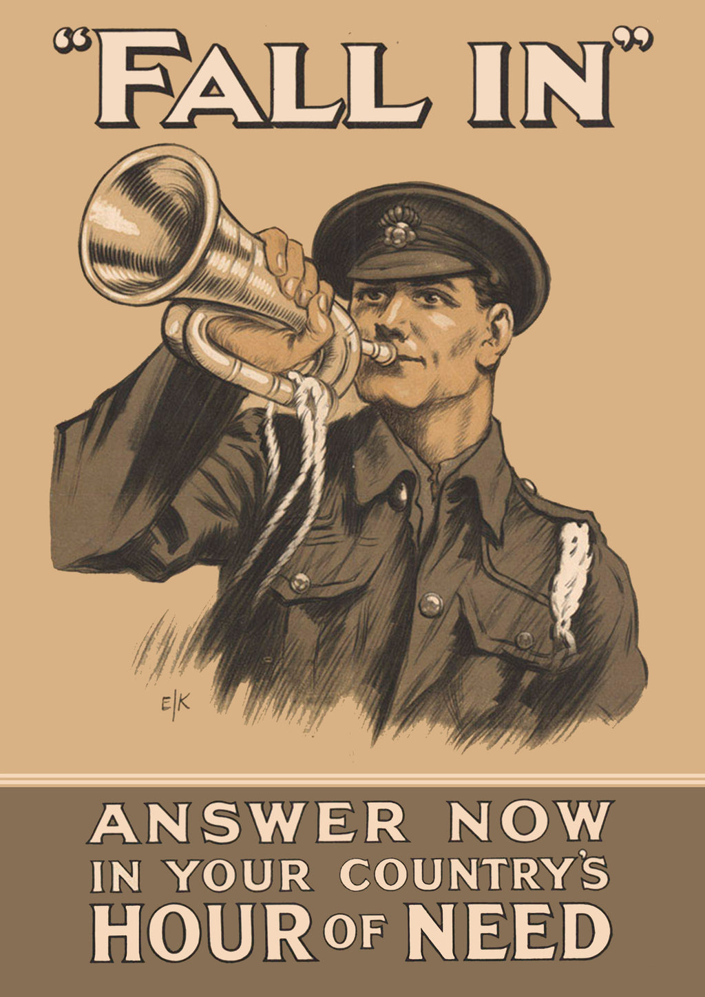 "Fall In - Hour of Need" - Allied WW1 Propaganda Poster TheHistoryPrint