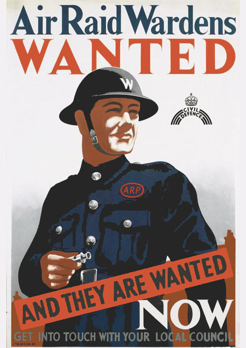 "Air Raid Wardens Wanted" - British WW2 Propaganda Poster TheHistoryPrint