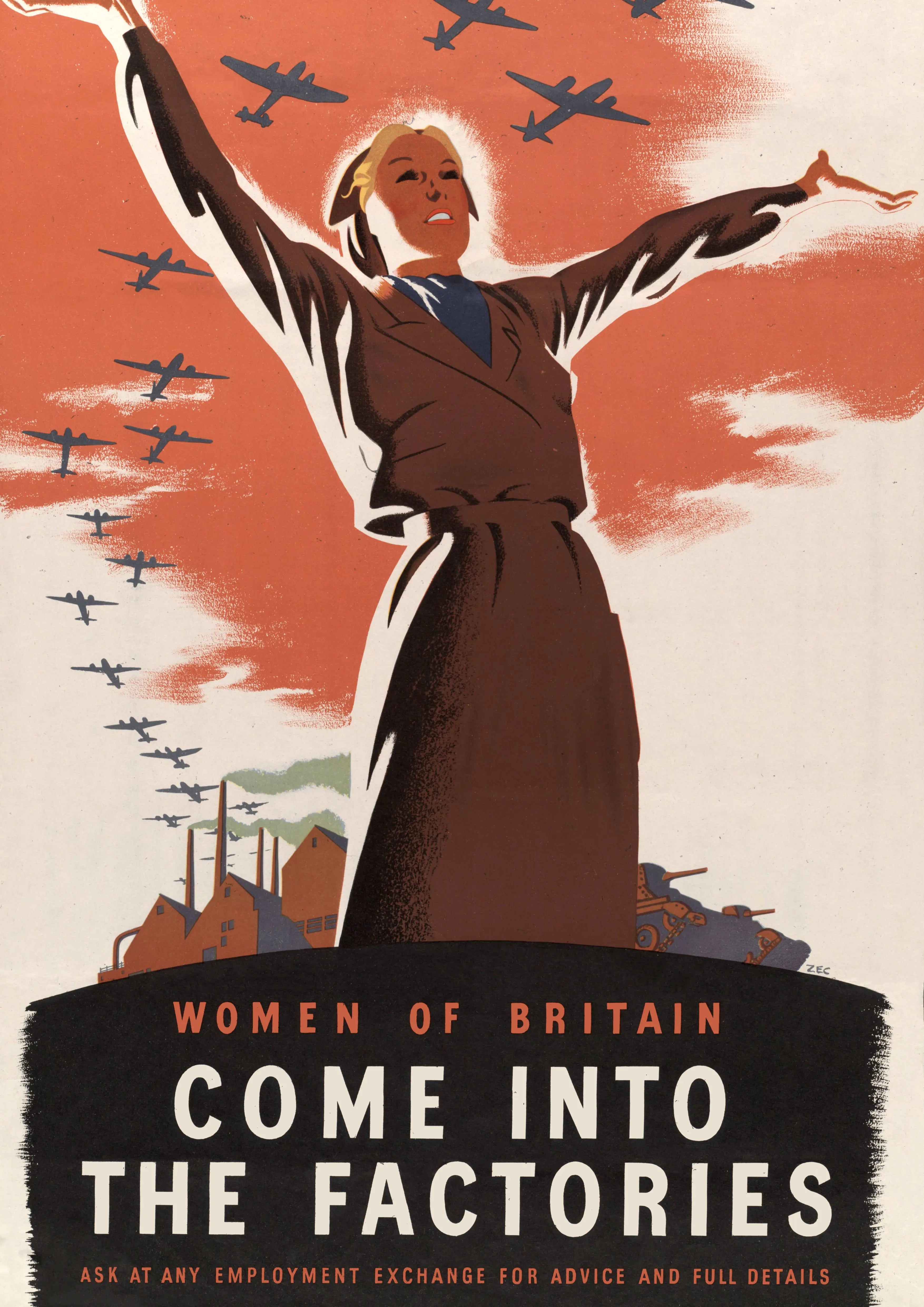 "Come into the Factories" - British WW2 Propaganda Poster TheHistoryPrint