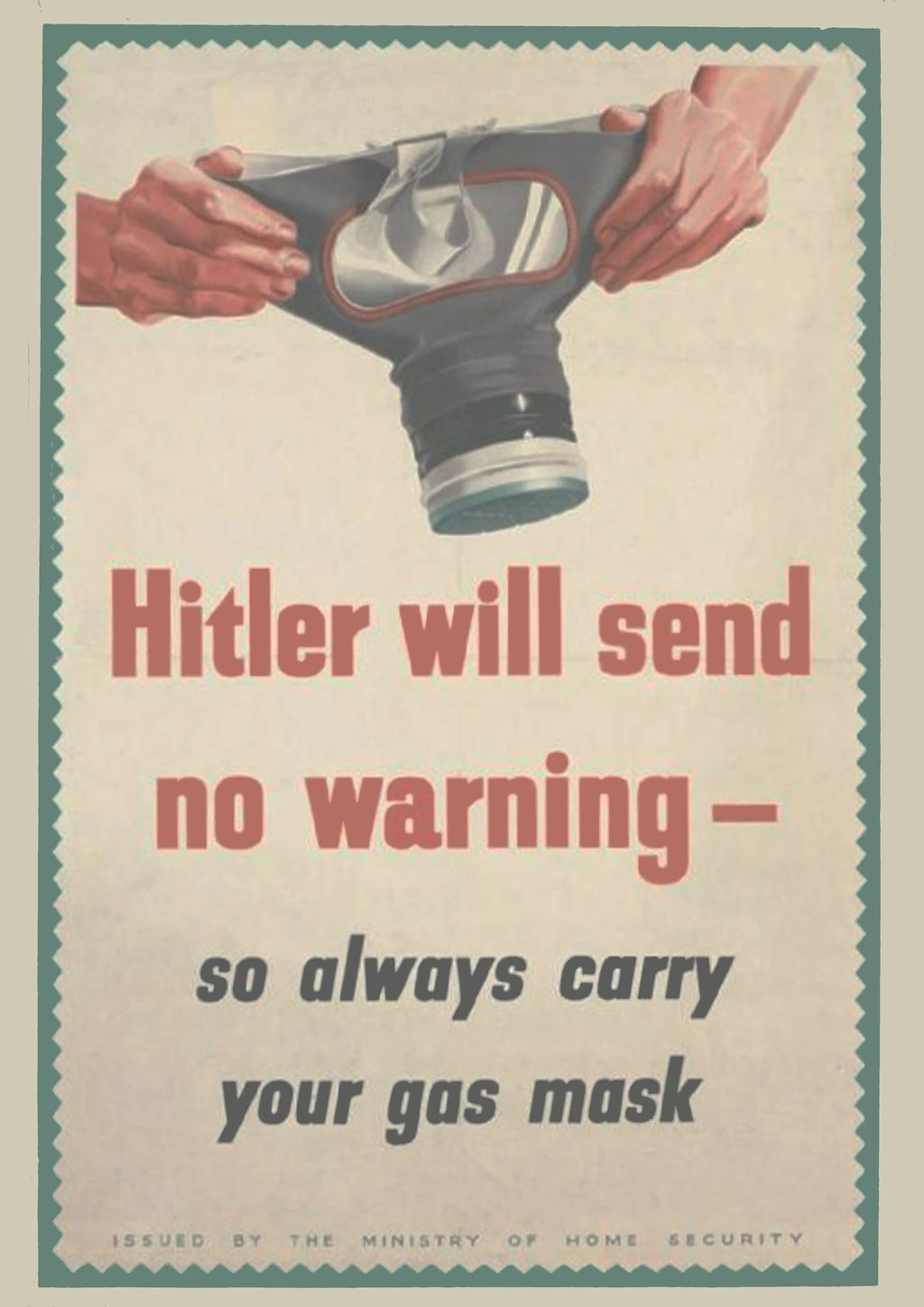 "Gas Mask Warning" - British WW2 Propaganda Poster TheHistoryPrint