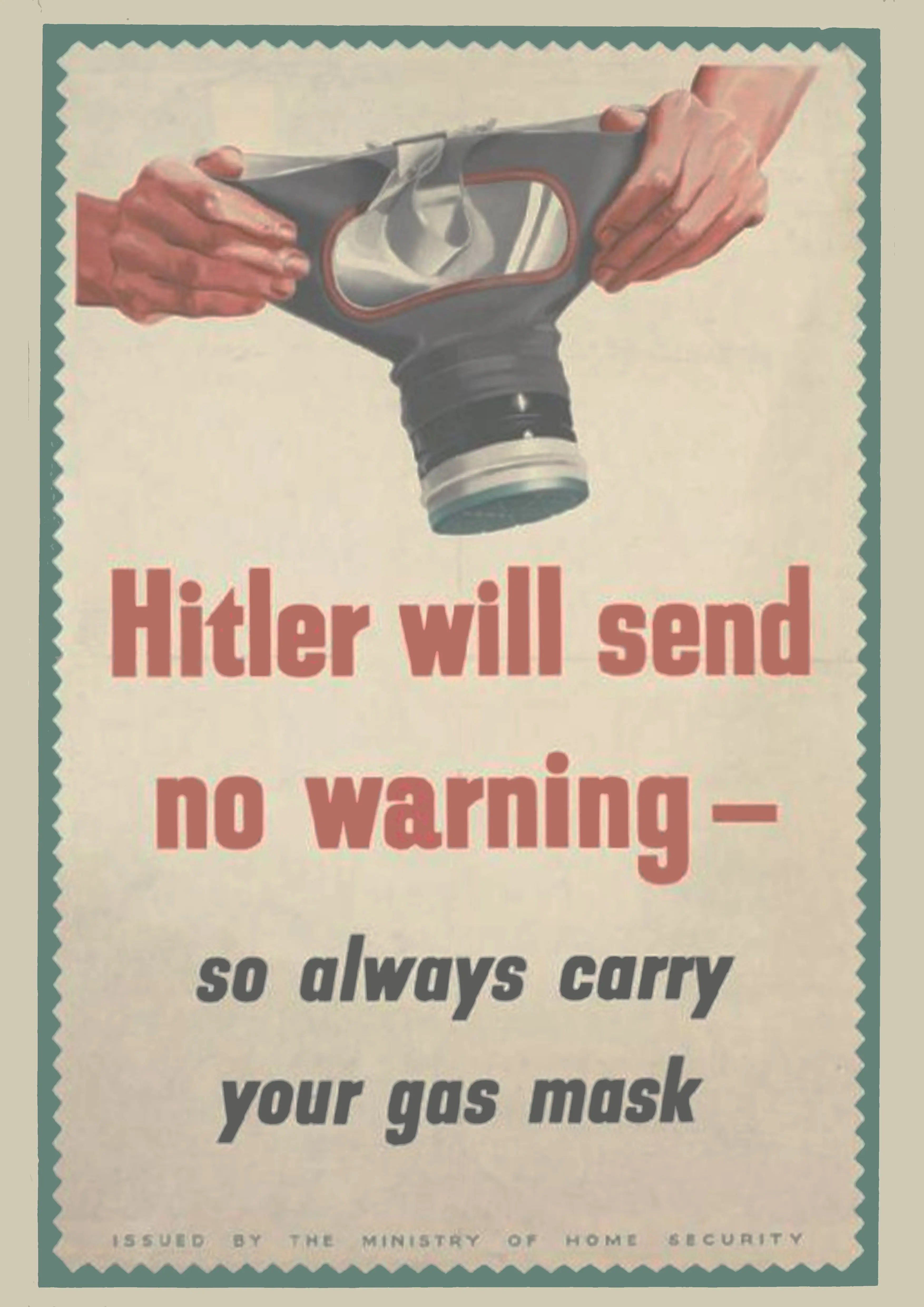"Gas Mask Warning" - British WW2 Propaganda Poster TheHistoryPrint