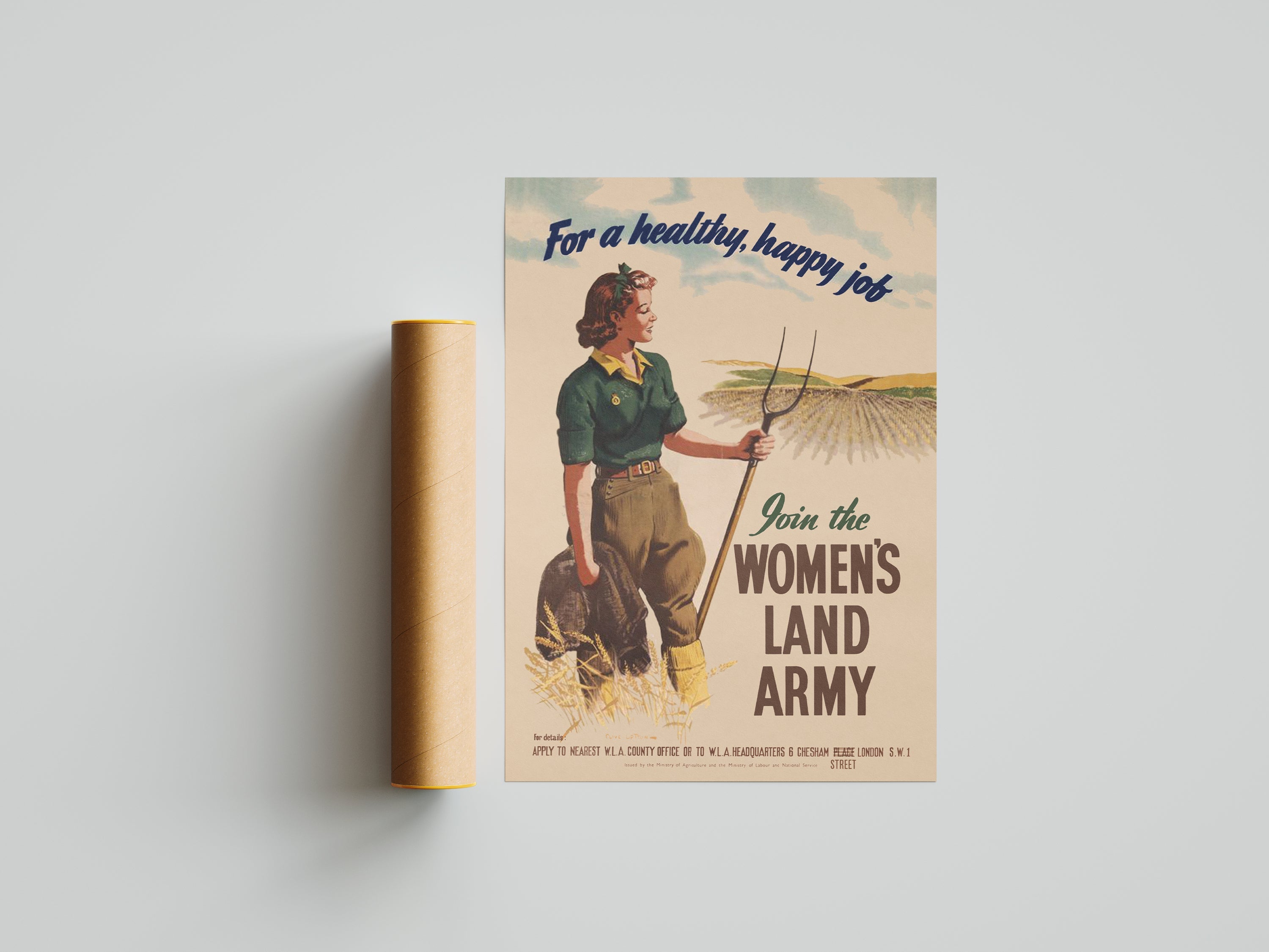 "Women's Land Army" - British WW2 Propaganda Poster TheHistoryPrint