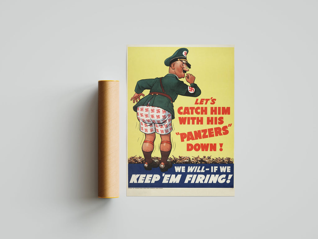 "Panzers Down" - Allied WW2 Propaganda Poster TheHistoryPrint