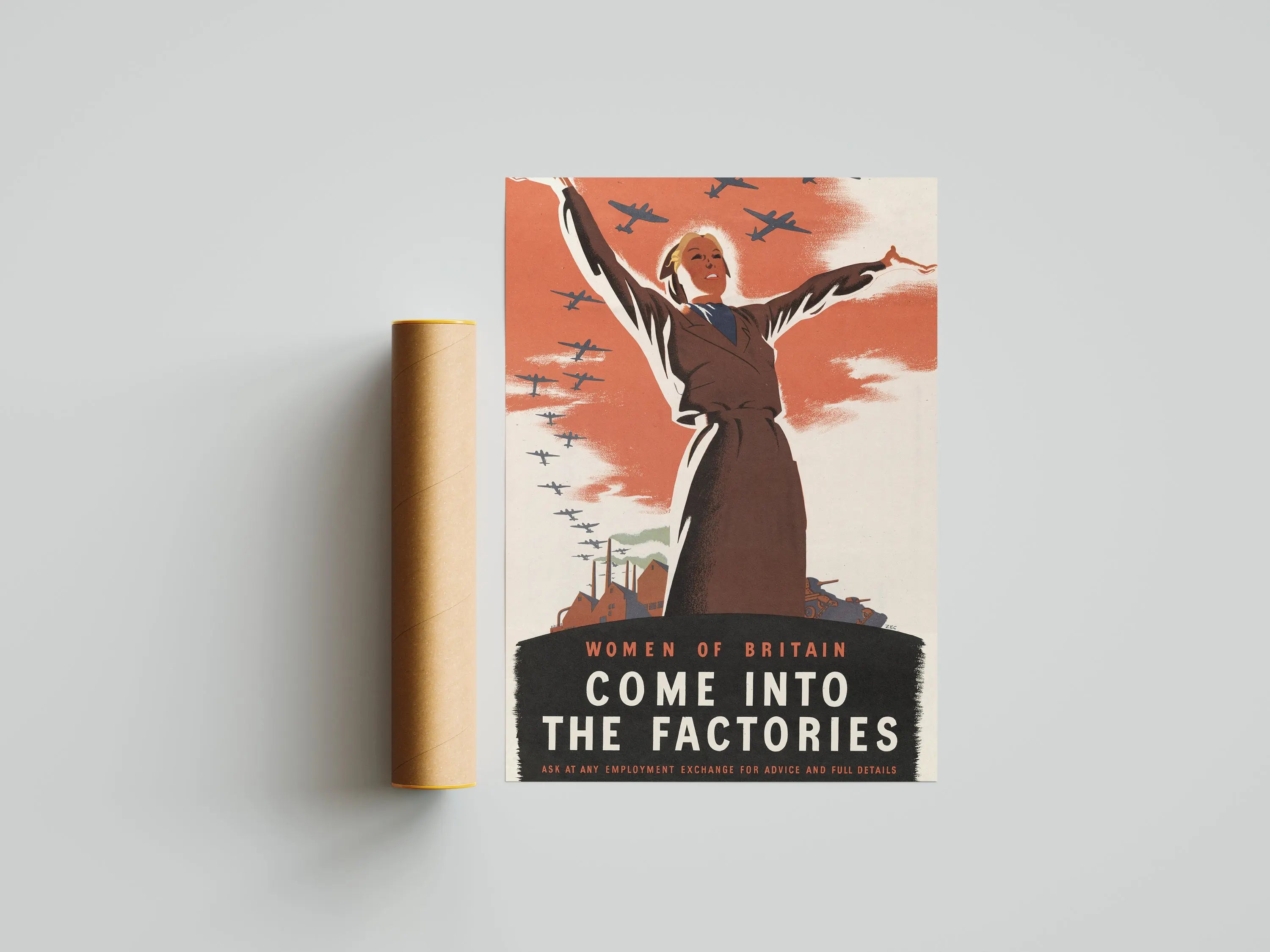 "Come into the Factories" - British WW2 Propaganda Poster TheHistoryPrint