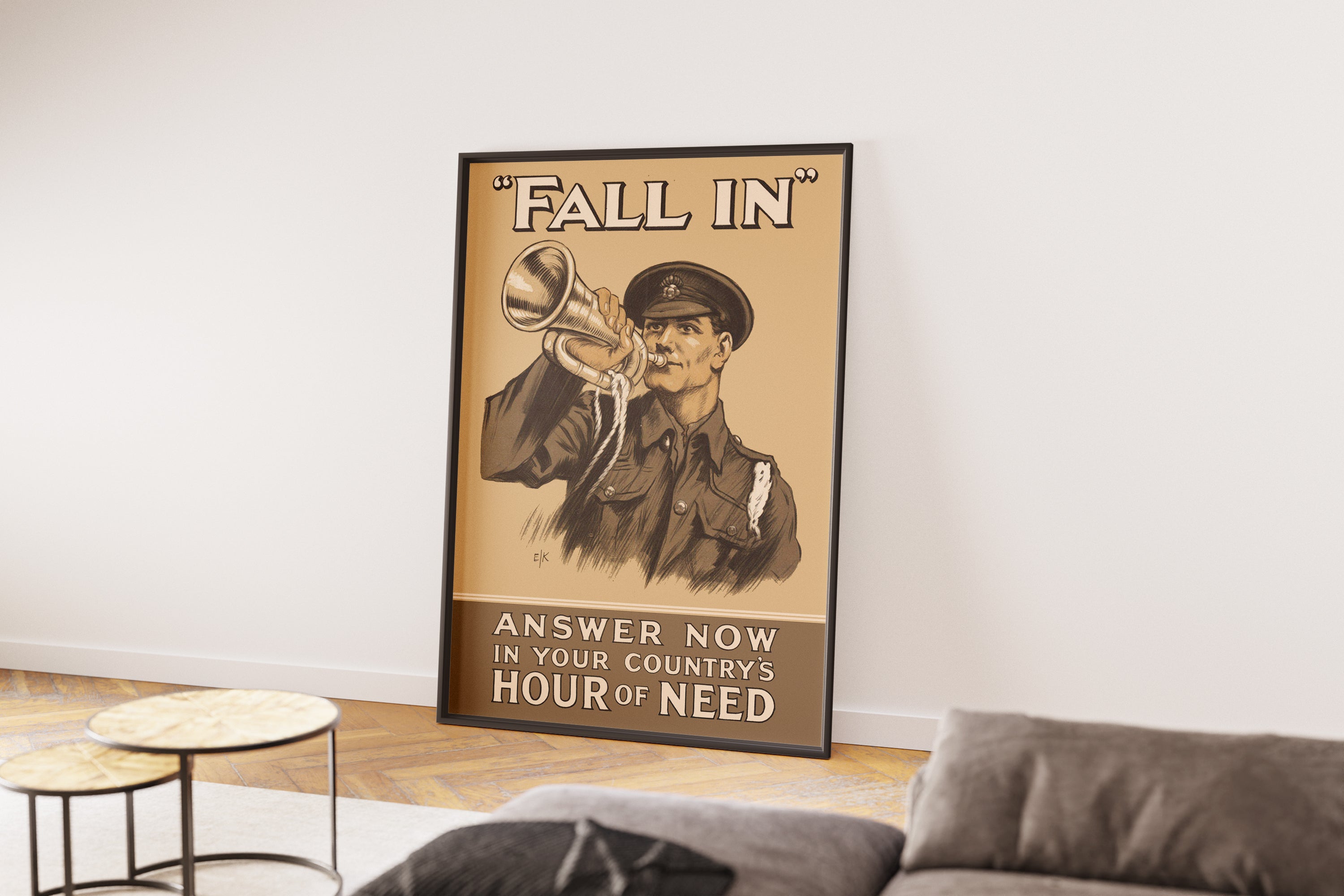 "Fall In - Hour of Need" - Allied WW1 Propaganda Poster TheHistoryPrint