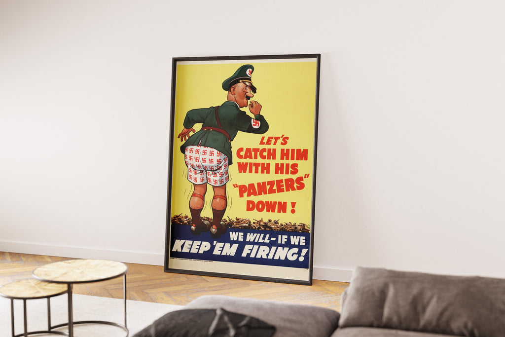 "Panzers Down" - Allied WW2 Propaganda Poster TheHistoryPrint