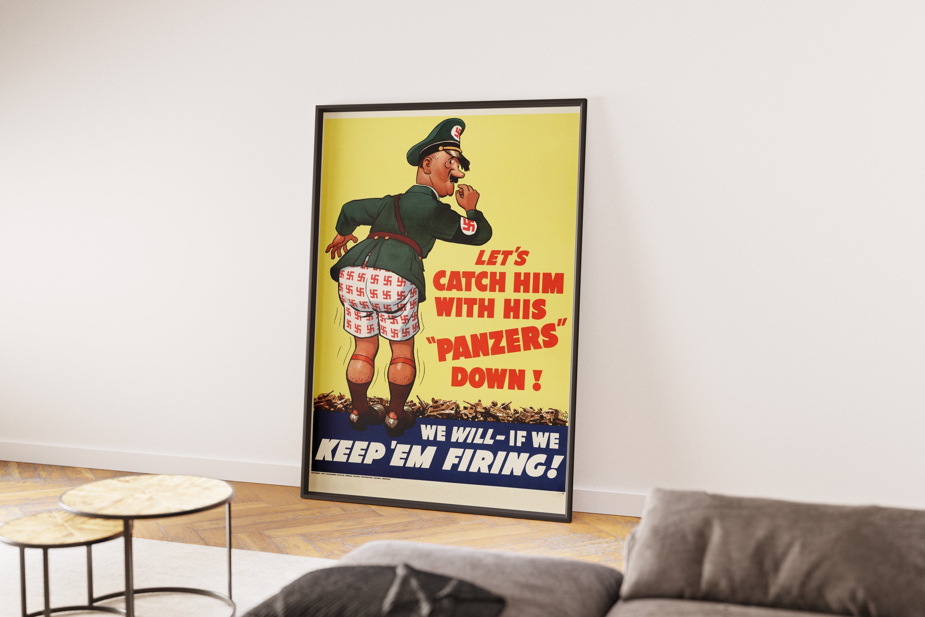 "Panzers Down" - Allied WW2 Propaganda Poster TheHistoryPrint