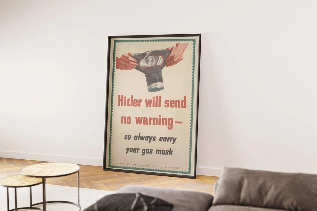 "Gas Mask Warning" - British WW2 Propaganda Poster TheHistoryPrint