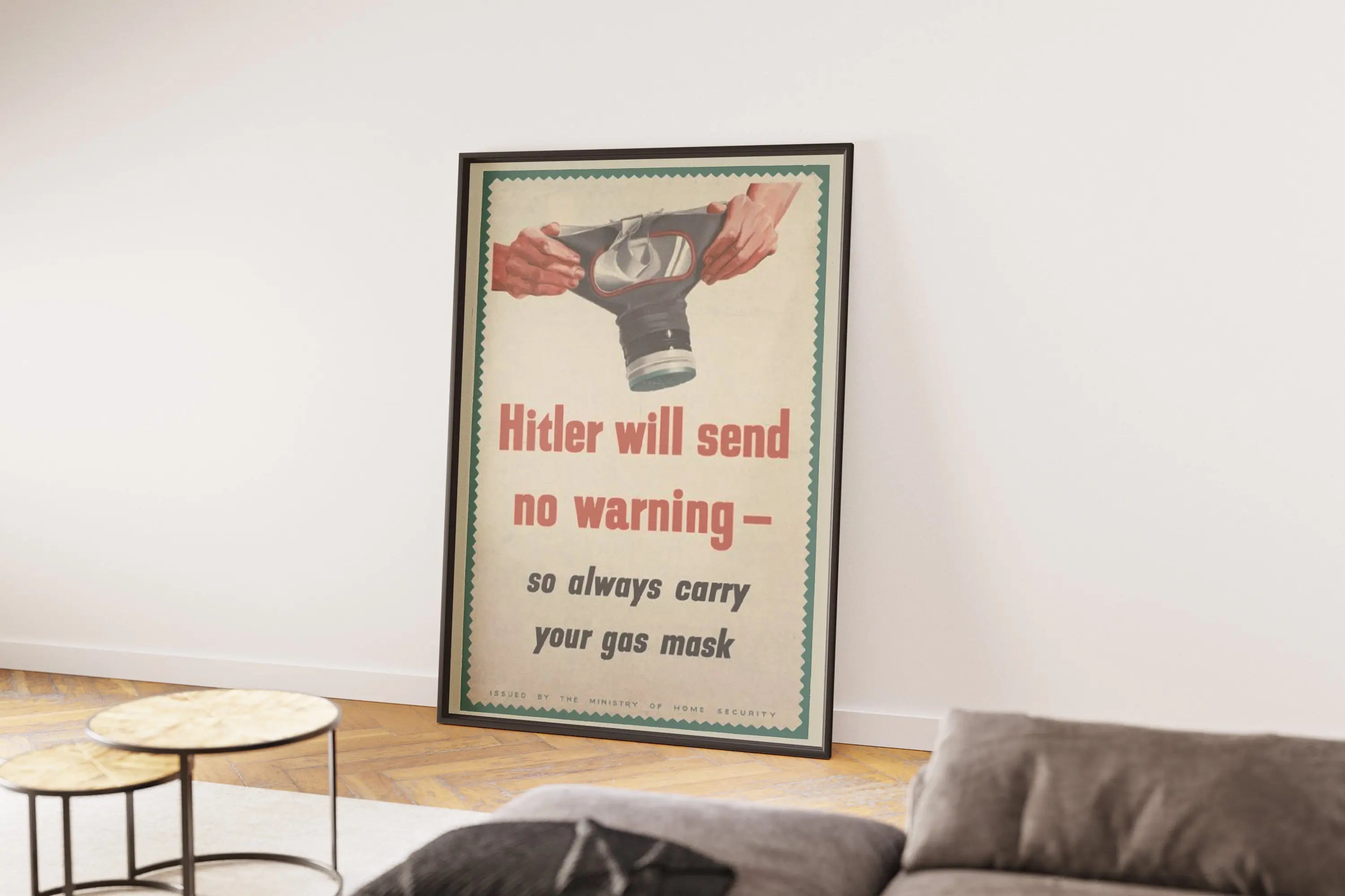 "Gas Mask Warning" - British WW2 Propaganda Poster TheHistoryPrint