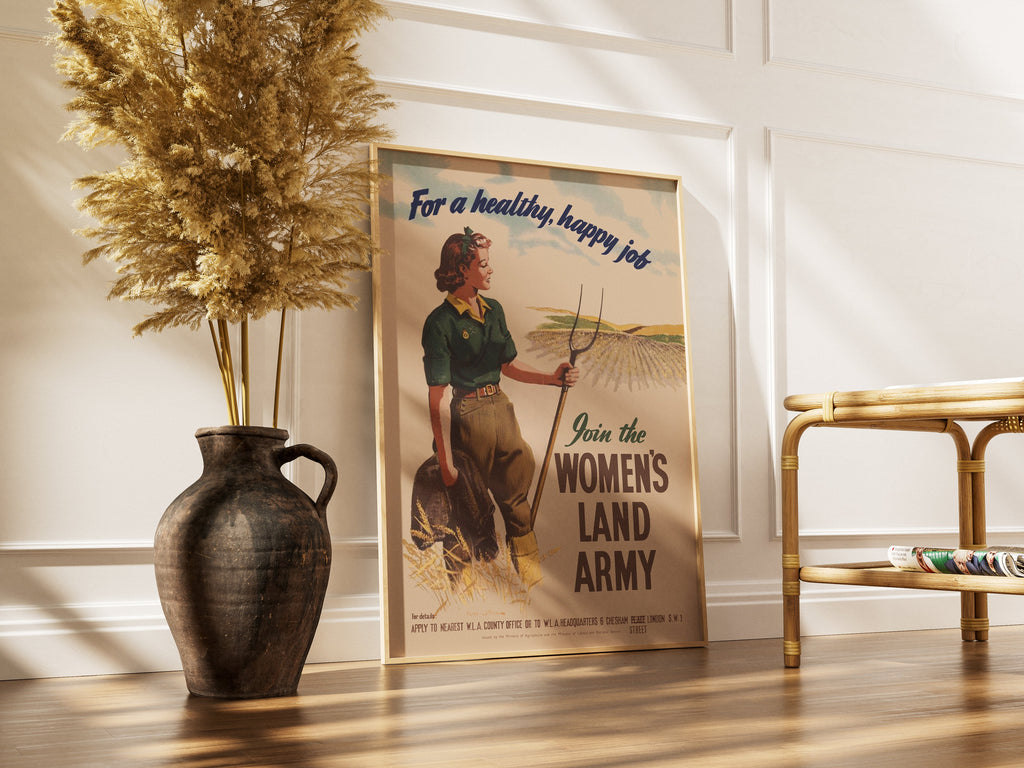 "Women's Land Army" - British WW2 Propaganda Poster TheHistoryPrint