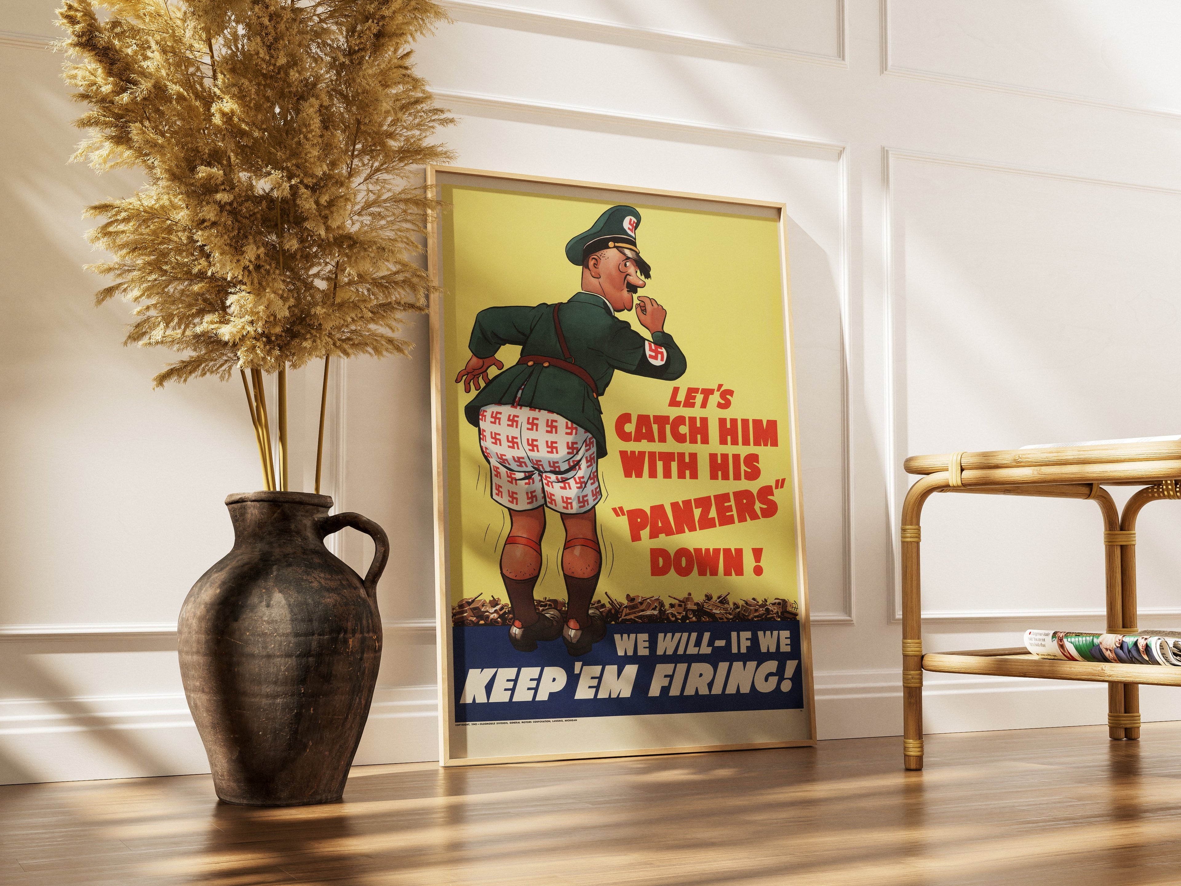 "Panzers Down" - Allied WW2 Propaganda Poster TheHistoryPrint