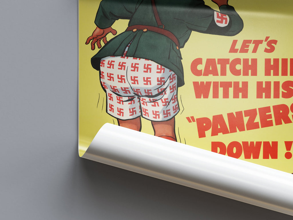 "Panzers Down" - Allied WW2 Propaganda Poster TheHistoryPrint