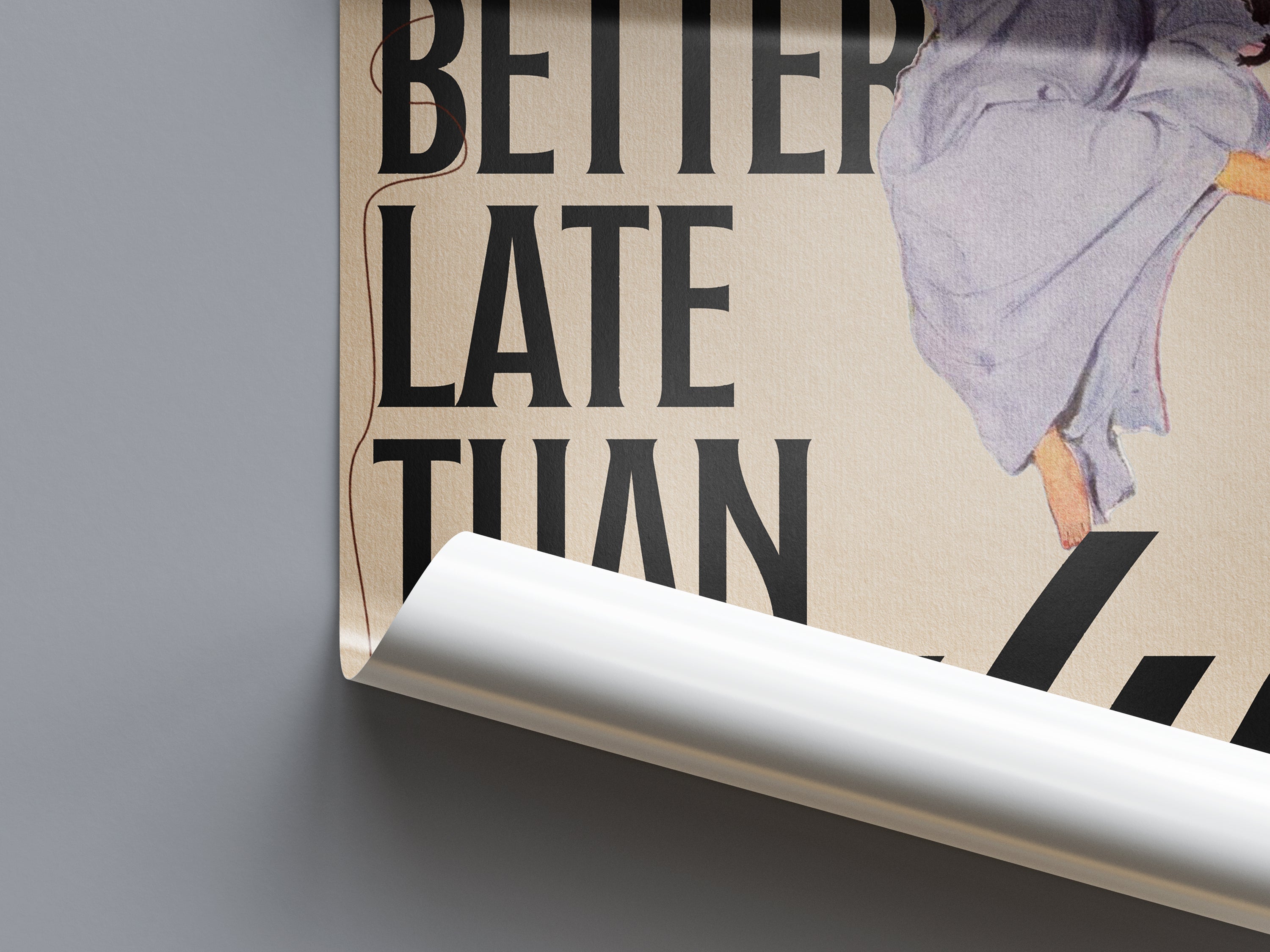 Rather Late Than Ugly Print | Funny Vintage Typography Poster | Retro Feminist Humour Art