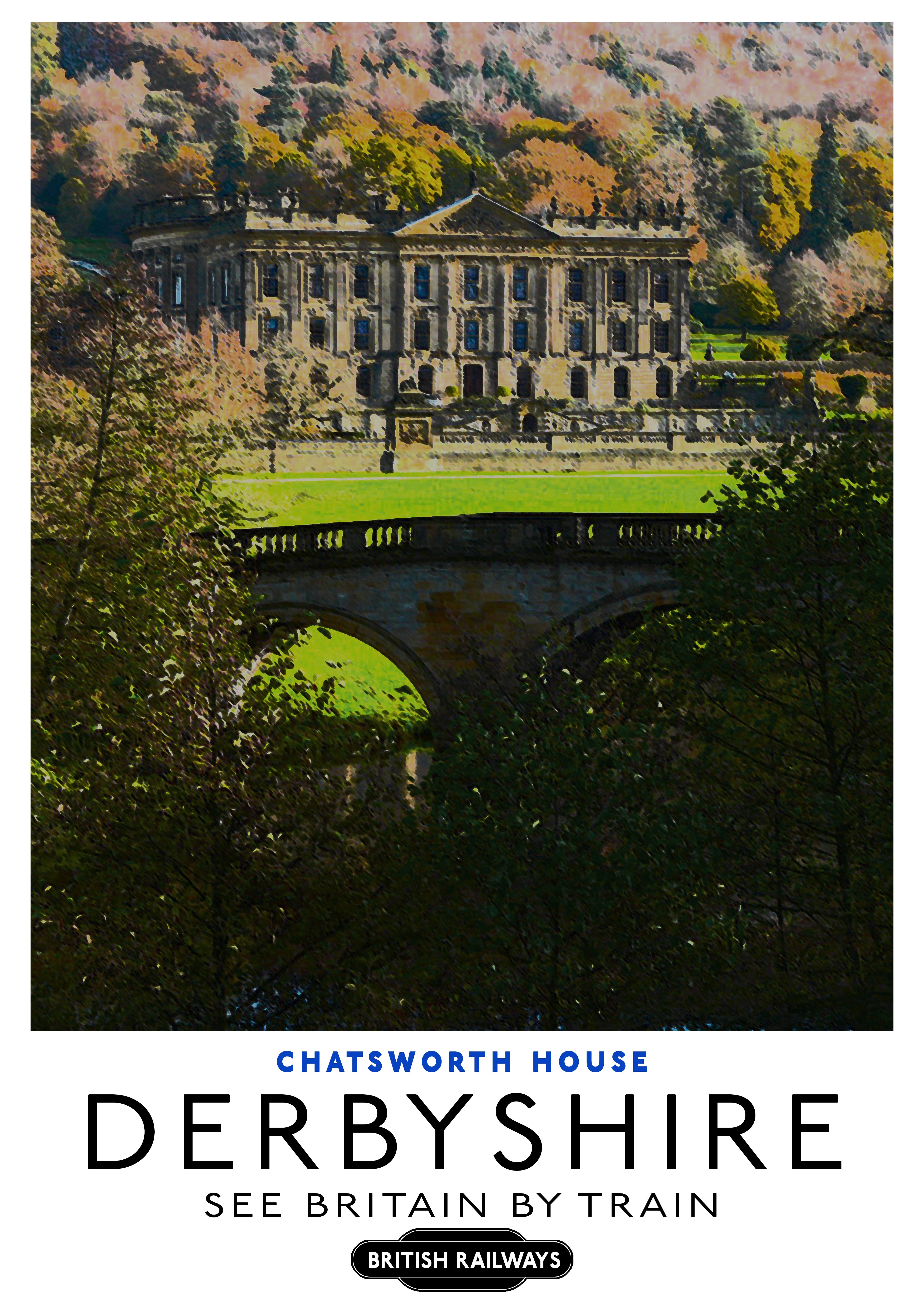"Chatsworth House" - Classic Vintage Travel Poster TheHistoryPrint