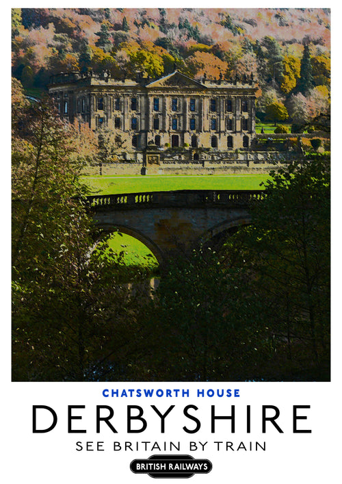 "Chatsworth House" - Classic Vintage Travel Poster TheHistoryPrint