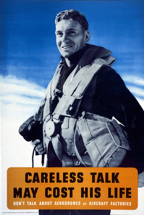 "Careless Talk May Cost His Life" (1939–1945) - Classic WWII Poster TheHistoryPrint