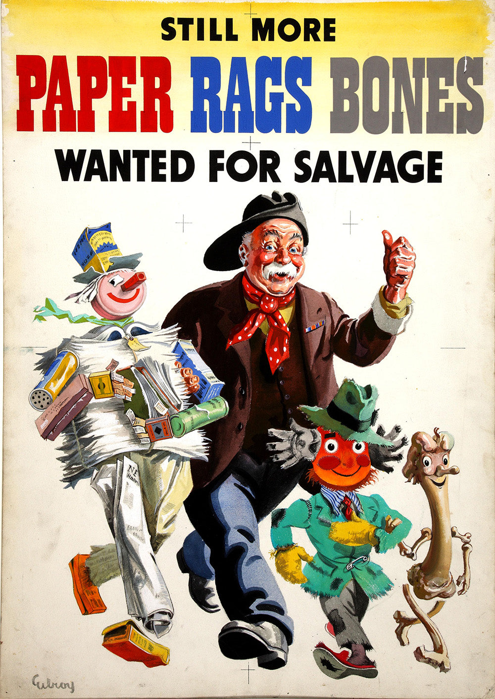 "Still More Paper, Rags, Bones Wanted for Salvage" (1939–1946) - Classic WWII Poster TheHistoryPrint