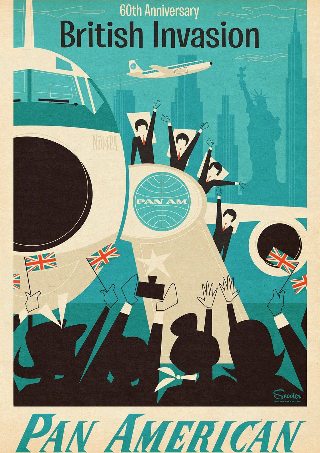 "Pan Am British Invasion" - Classic Airline Posters TheHistoryPrint