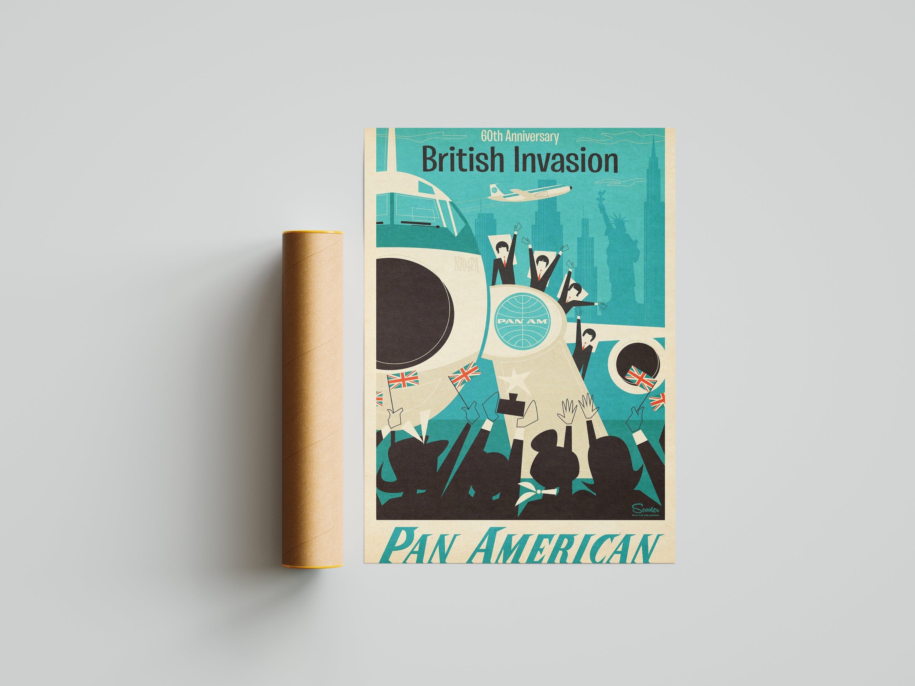 "Pan Am British Invasion" - Classic Airline Posters TheHistoryPrint