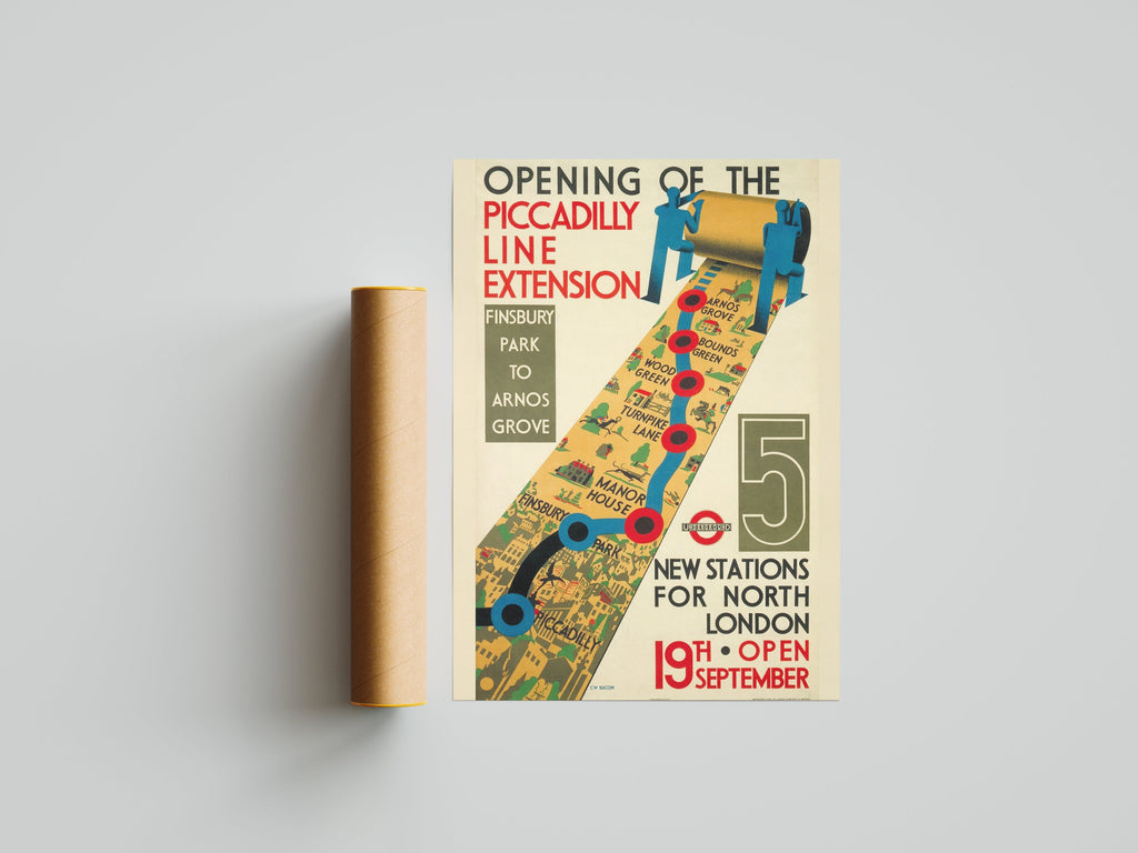"Piccadilly Line Extension" - Classic Railway Posters TheHistoryPrint