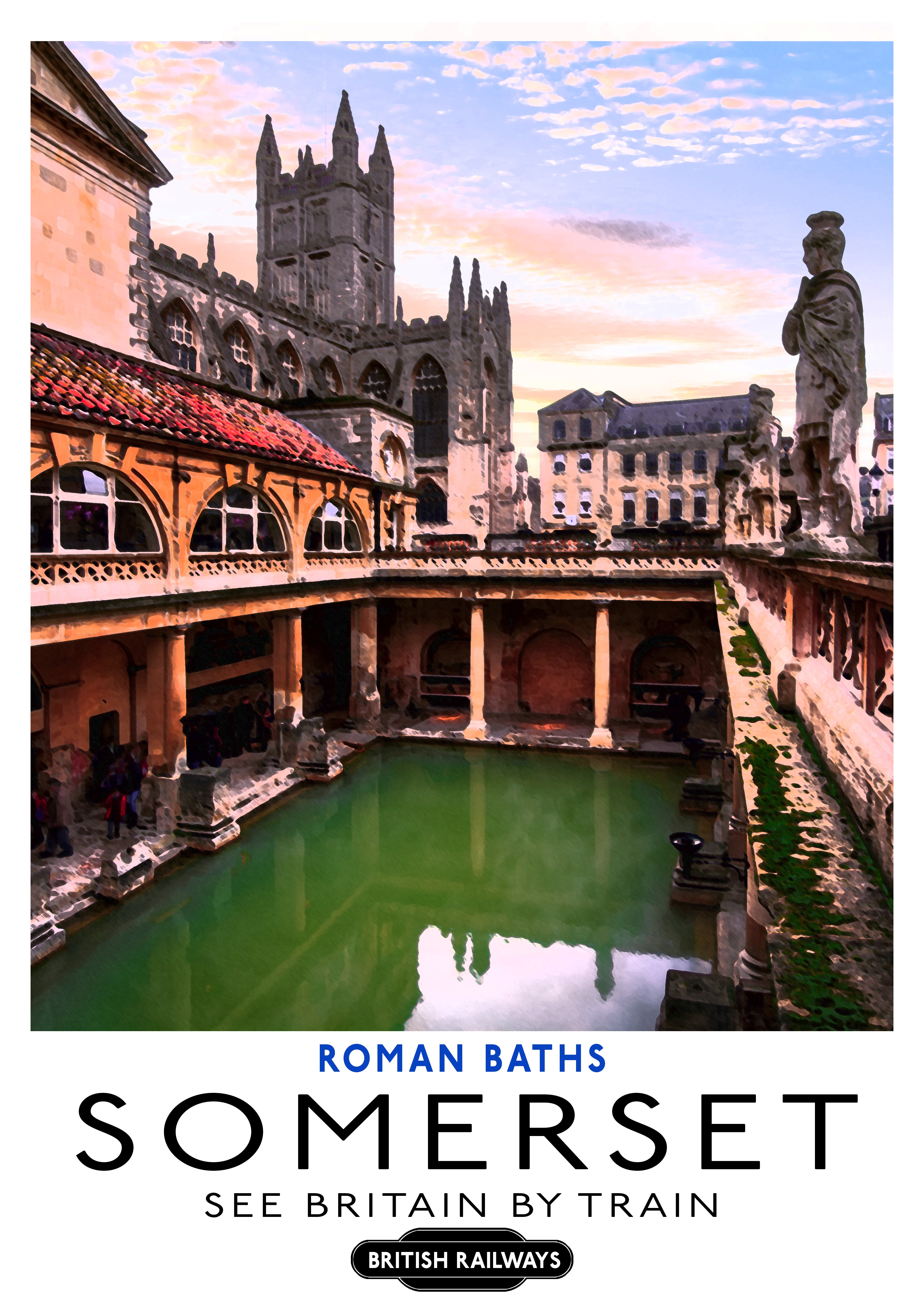 "Roman Baths" - Classic Vintage Travel Poster TheHistoryPrint