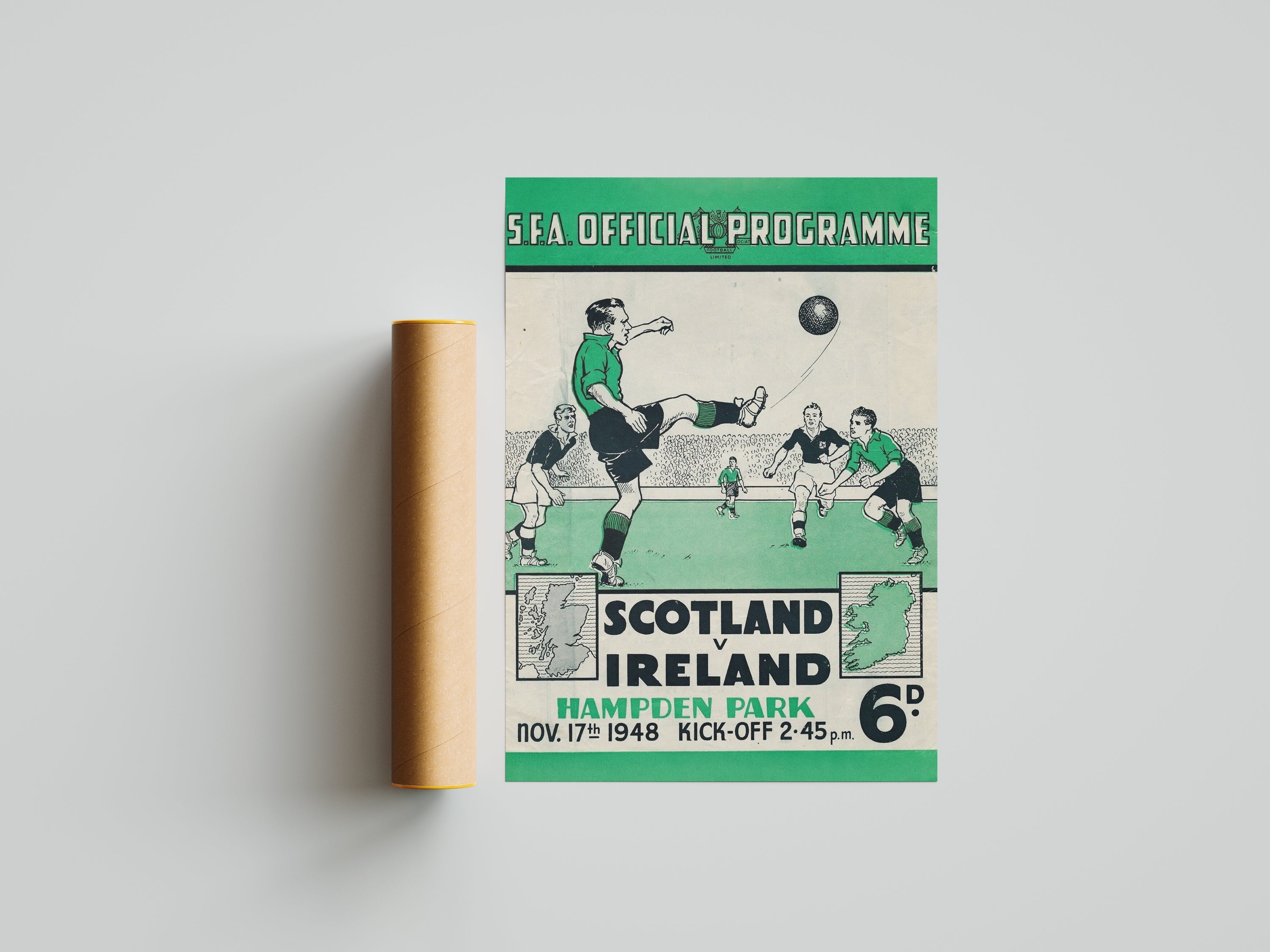 "Scotland v Ireland 1948" - Classic Football Poster TheHistoryPrint