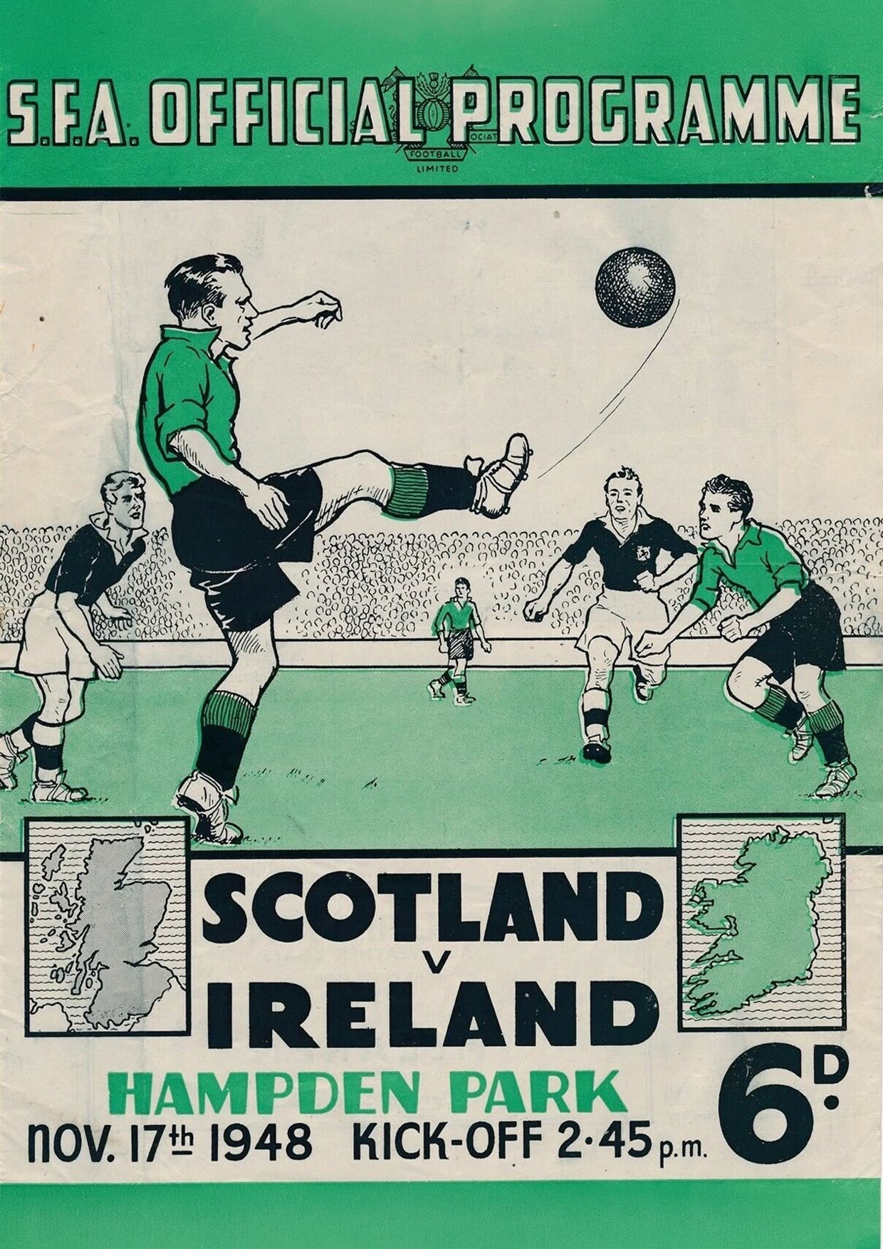 "Scotland v Ireland 1948" - Classic Football Poster TheHistoryPrint