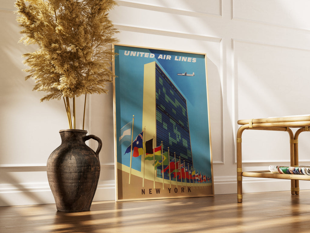 "United Airlines - New York 1950" - Classic Airline Posters TheHistoryPrint