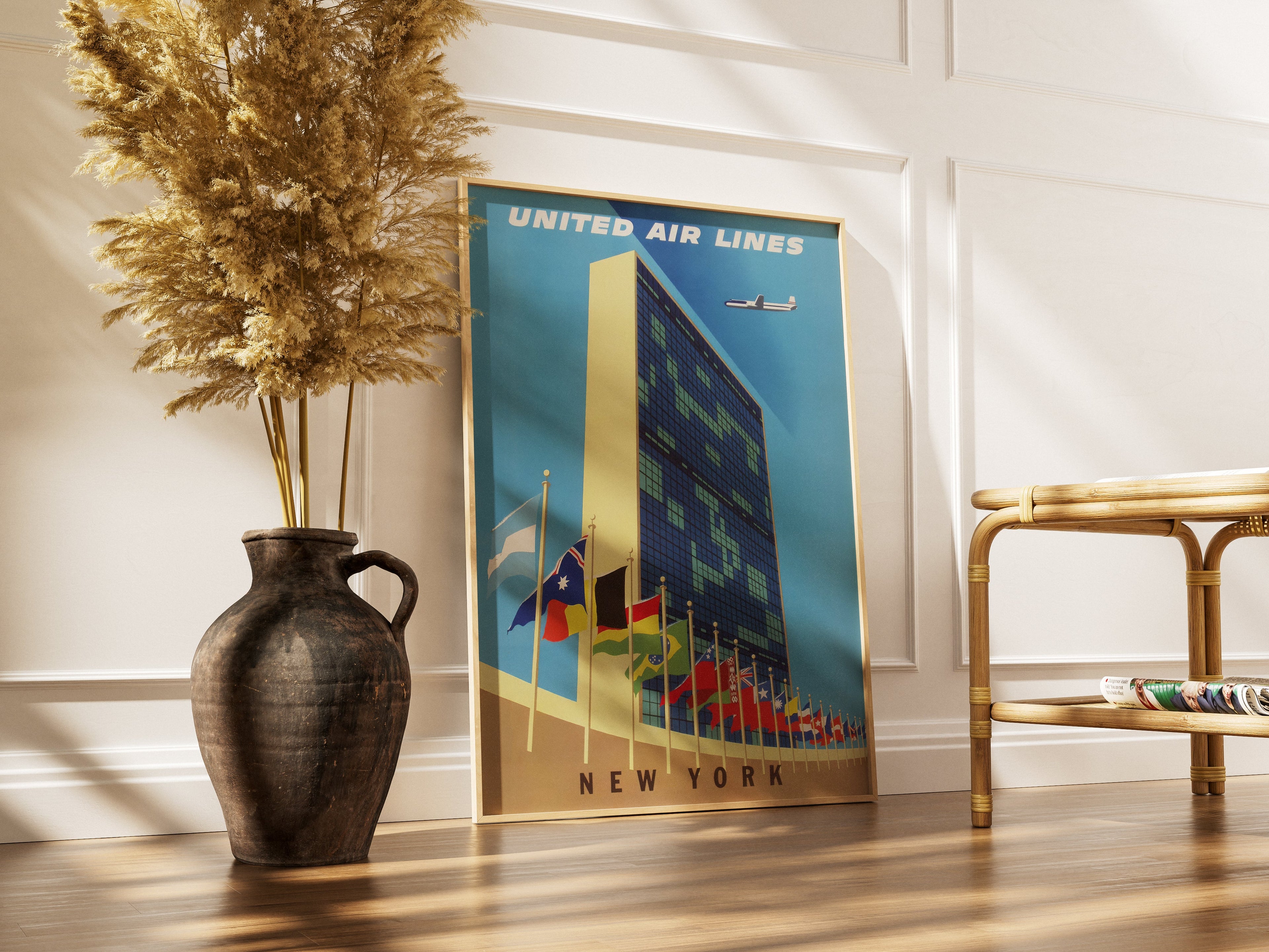 "United Airlines - New York 1950" - Classic Airline Posters TheHistoryPrint