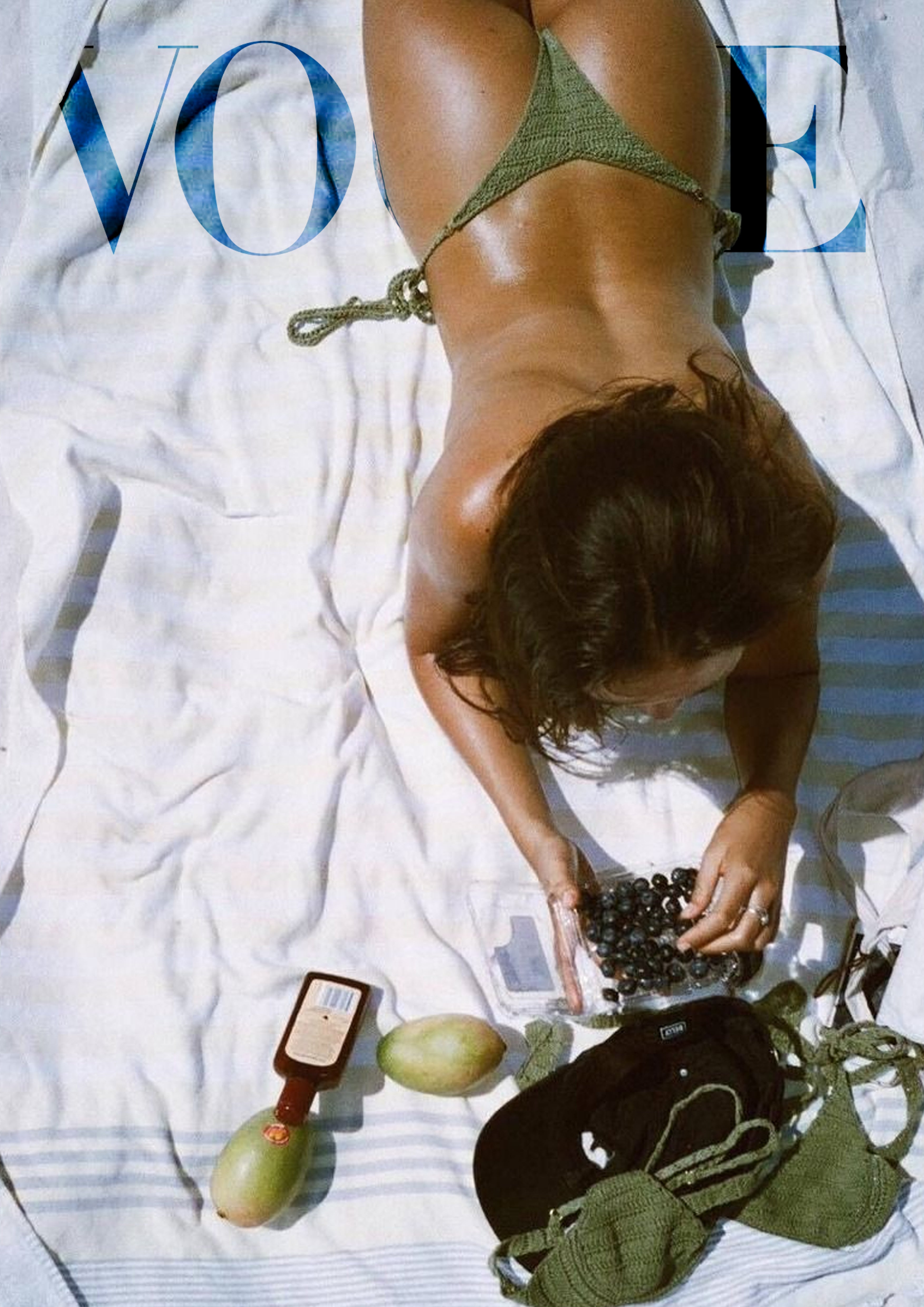 Beach Towel Tanning Magazine Print | Old Money Poster | Vintage Vogue Poster