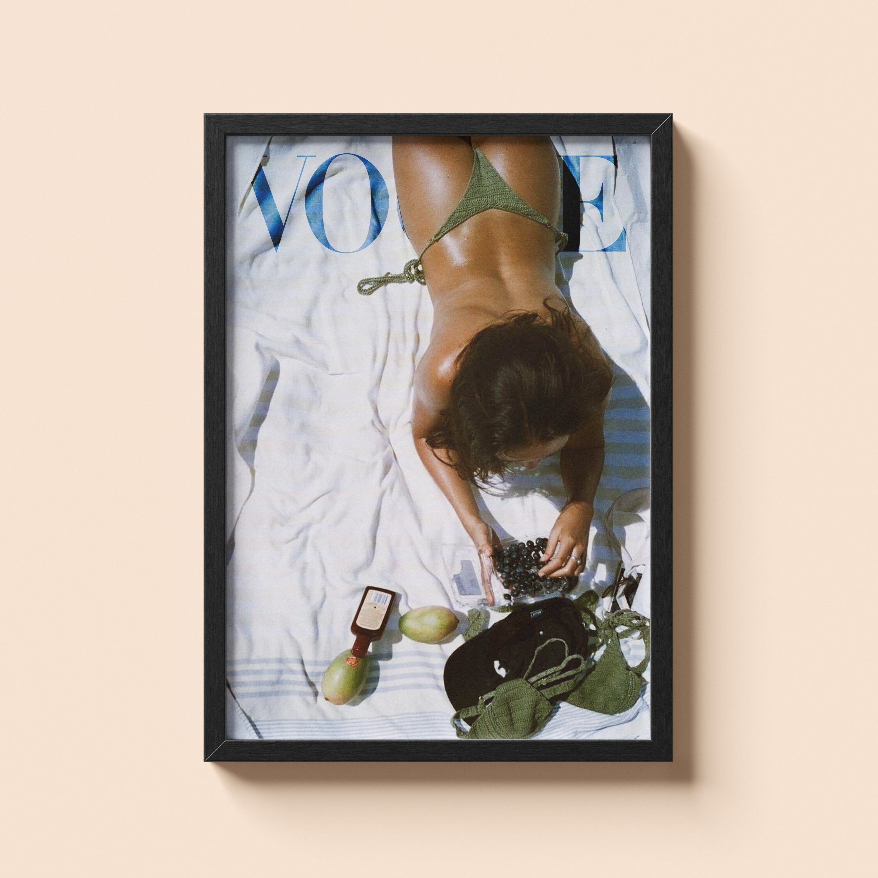 Beach Towel Tanning Magazine Print | Old Money Poster | Vintage Vogue Poster