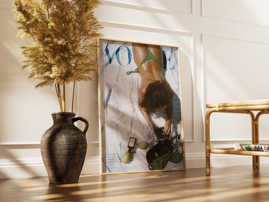 Beach Towel Tanning Magazine Print | Old Money Poster | Vintage Vogue Poster