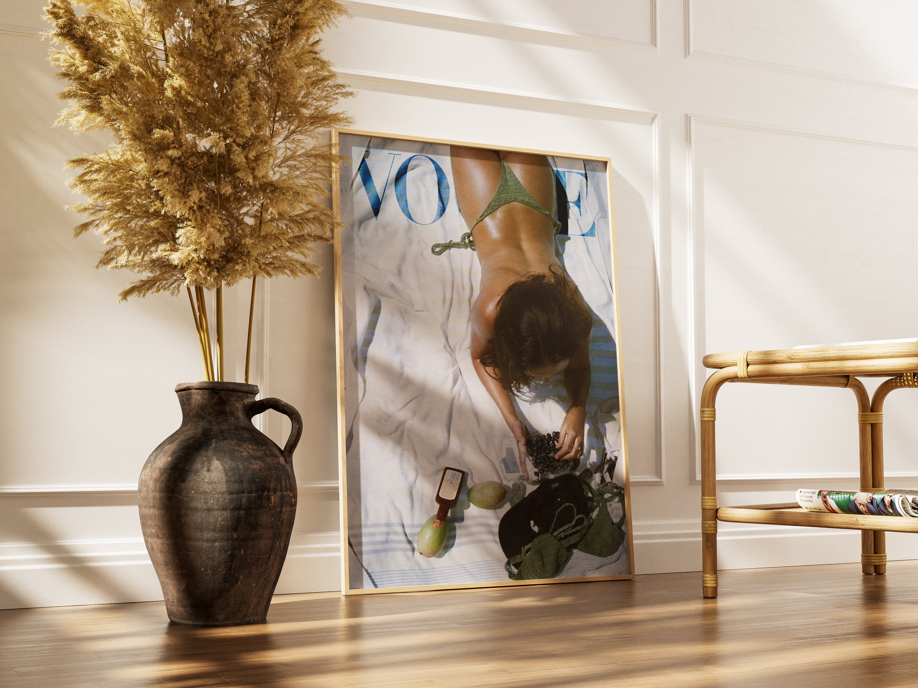 Beach Towel Tanning Magazine Print | Old Money Poster | Vintage Vogue Poster