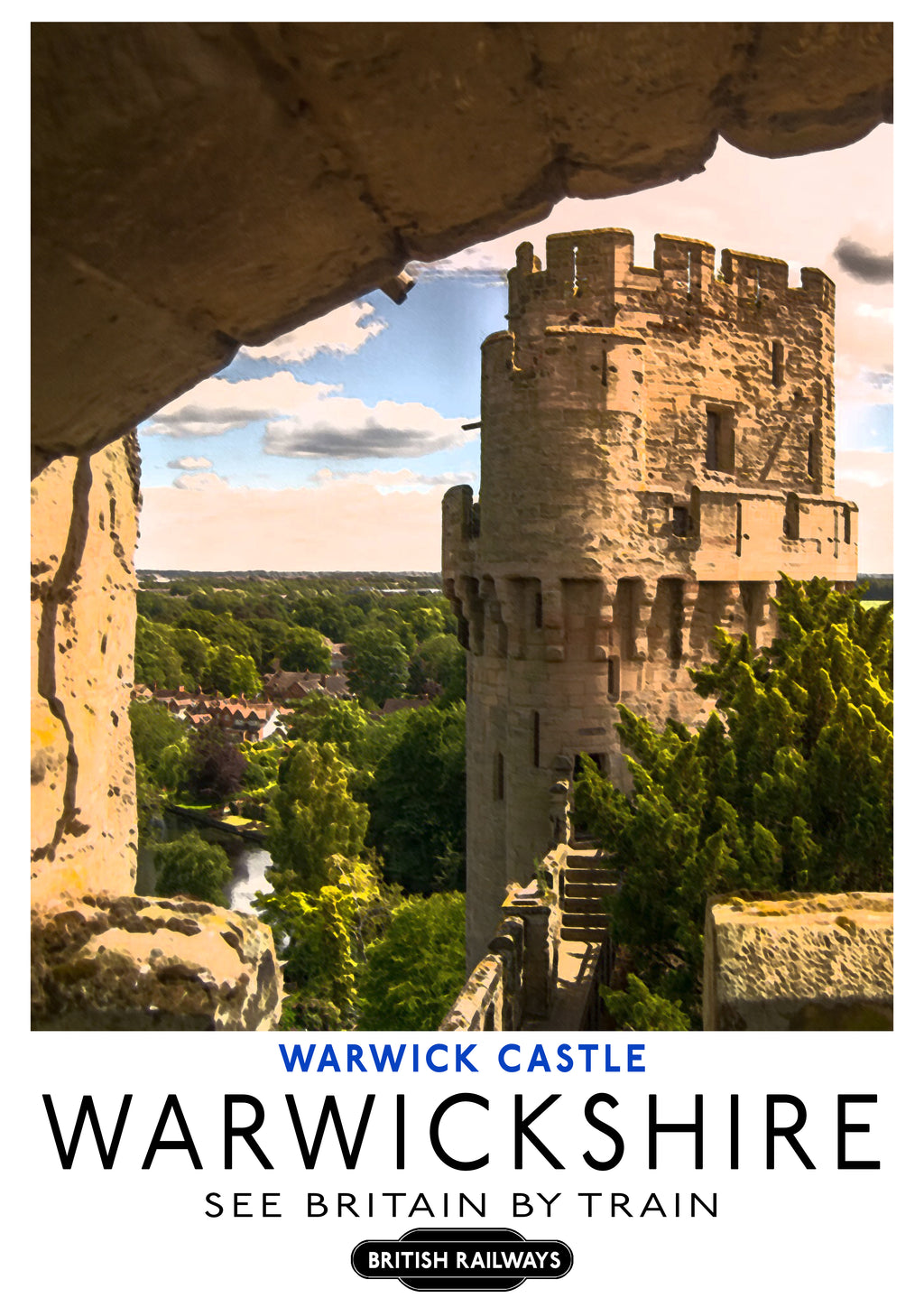 "Warwick Castle" - Classic Vintage Travel Poster TheHistoryPrint