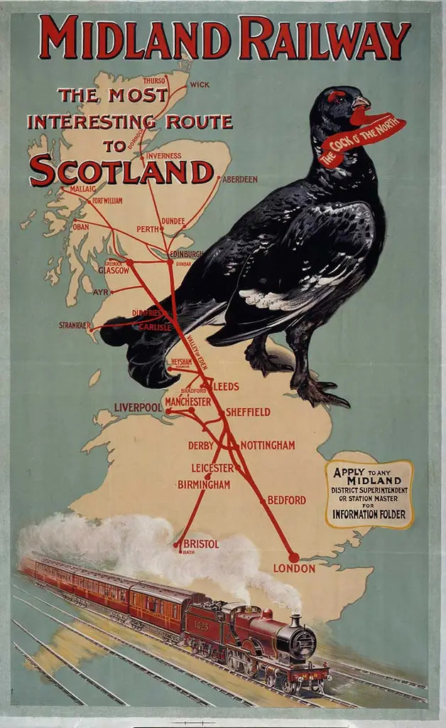 "Midland Railway – The Most Interesting Route to Scotland" (c.1905) - Classic Vintage Railway Poster TheHistoryPrint