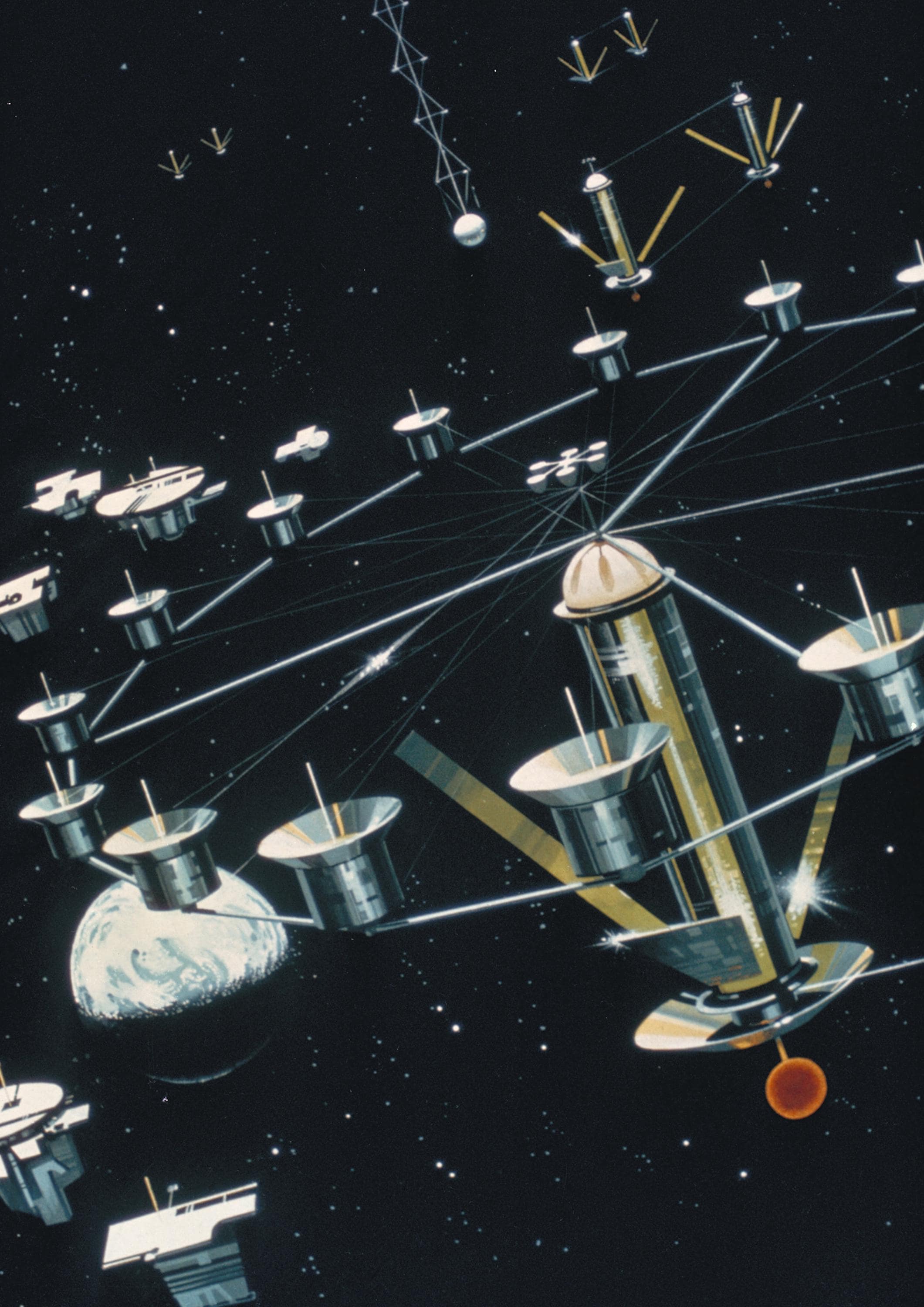 NASA Space Colony Network — Vintage Retro-Futurist Art Print Poster TheHistoryPrint