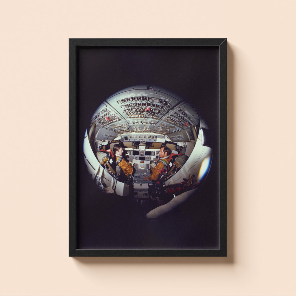 NASA Space Shuttle Flight Deck — Vintage Aerospace Art Print Poster