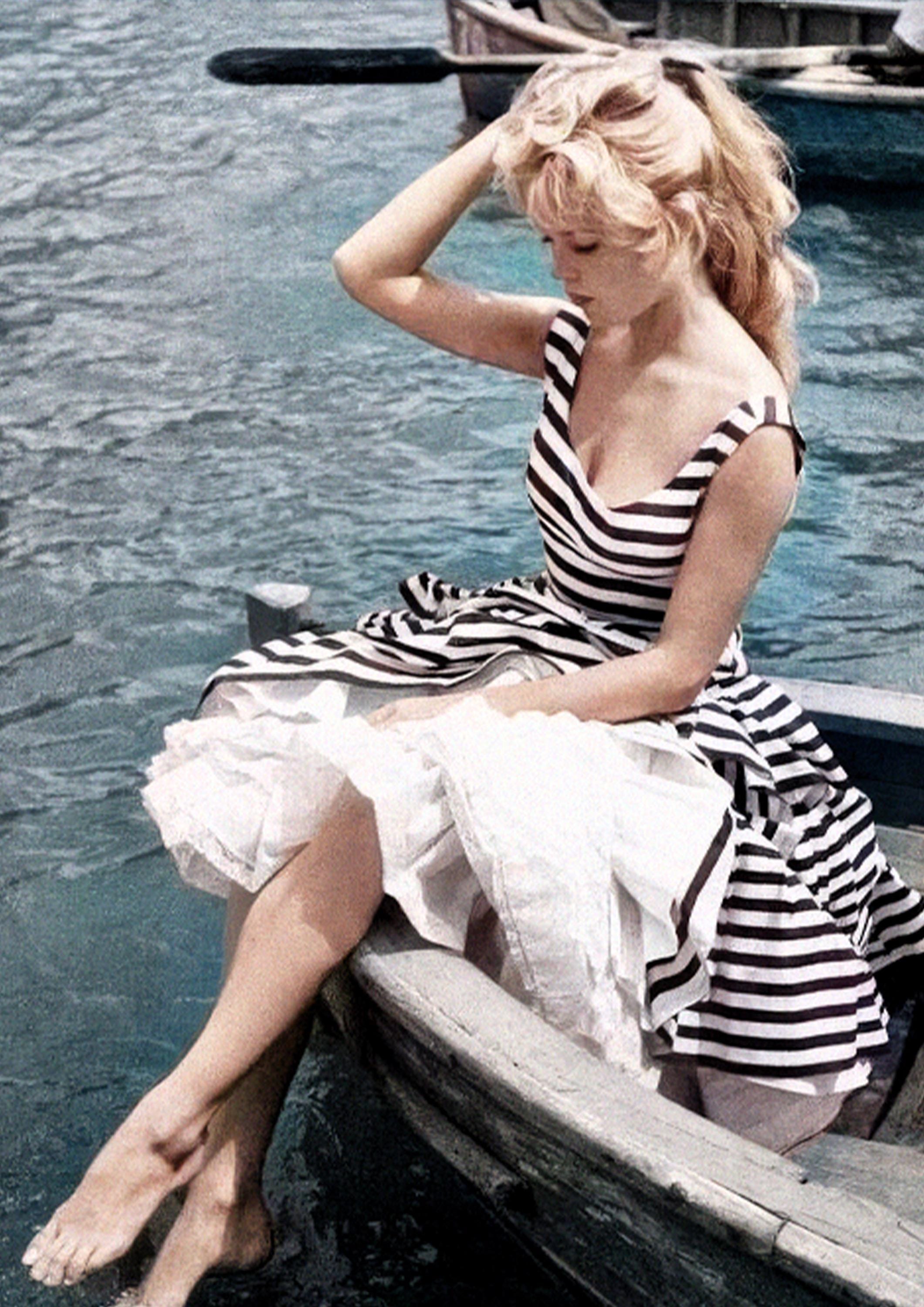 Girl on Boat Print | Vintage French Riviera Poster | 1950s Glamour Coastal Art