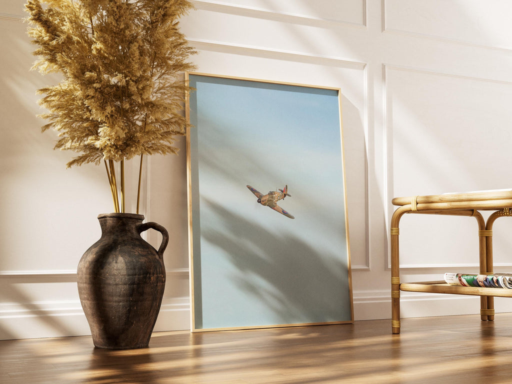 Hawker Hurricane Mk XII — Vintage RAF Aviation Art Print | WW2 Minimalist Poster