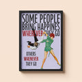Some People Bring Happiness Print | Funny Vintage Wall Art | Retro Humour Poster | Sarcastic Quote Print | Vintage Pin-Up Art