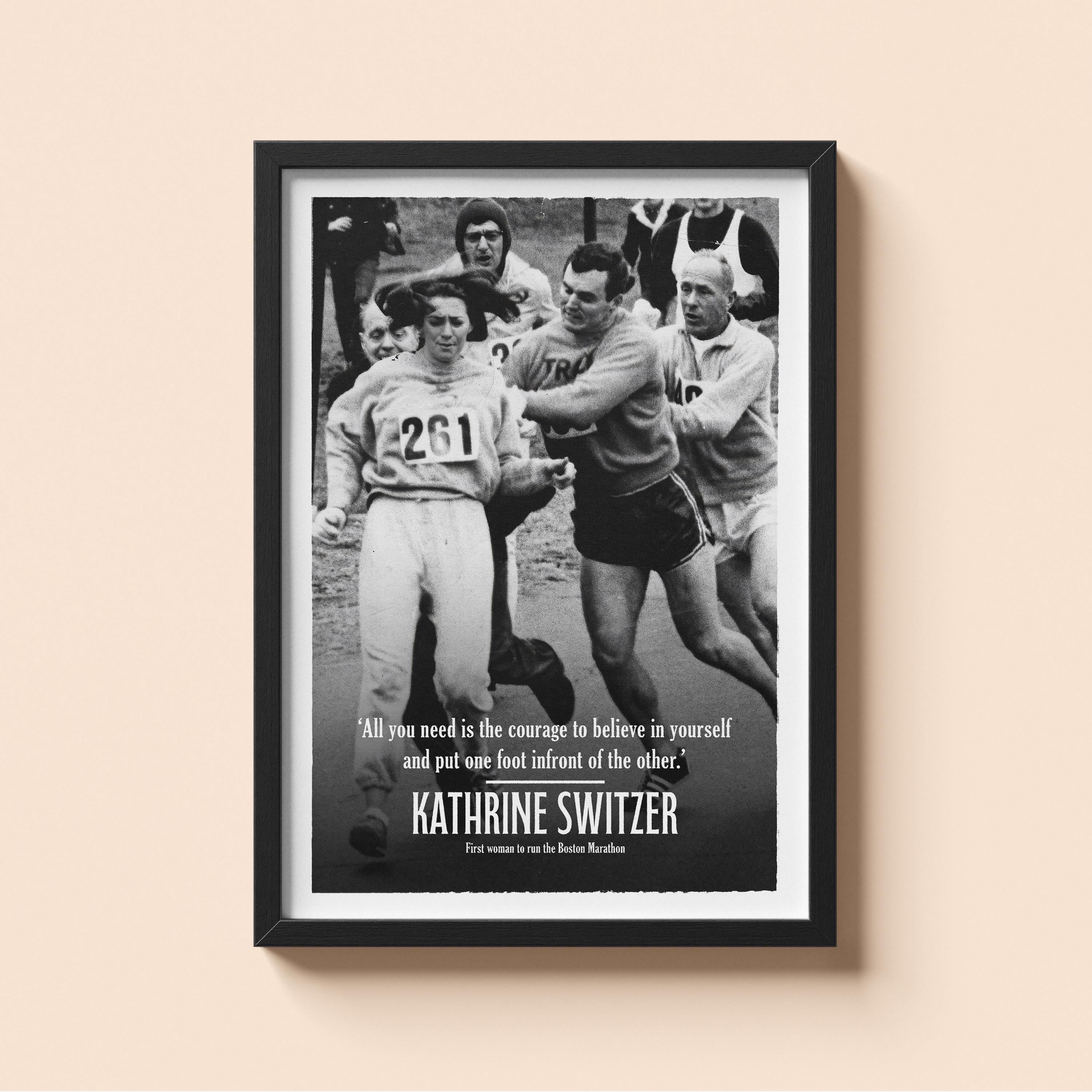 Kathrine Switzer Boston Marathon 1967 Print — Women's Running History Poster, Feminist Wall Art, Inspirational Gift for Runners