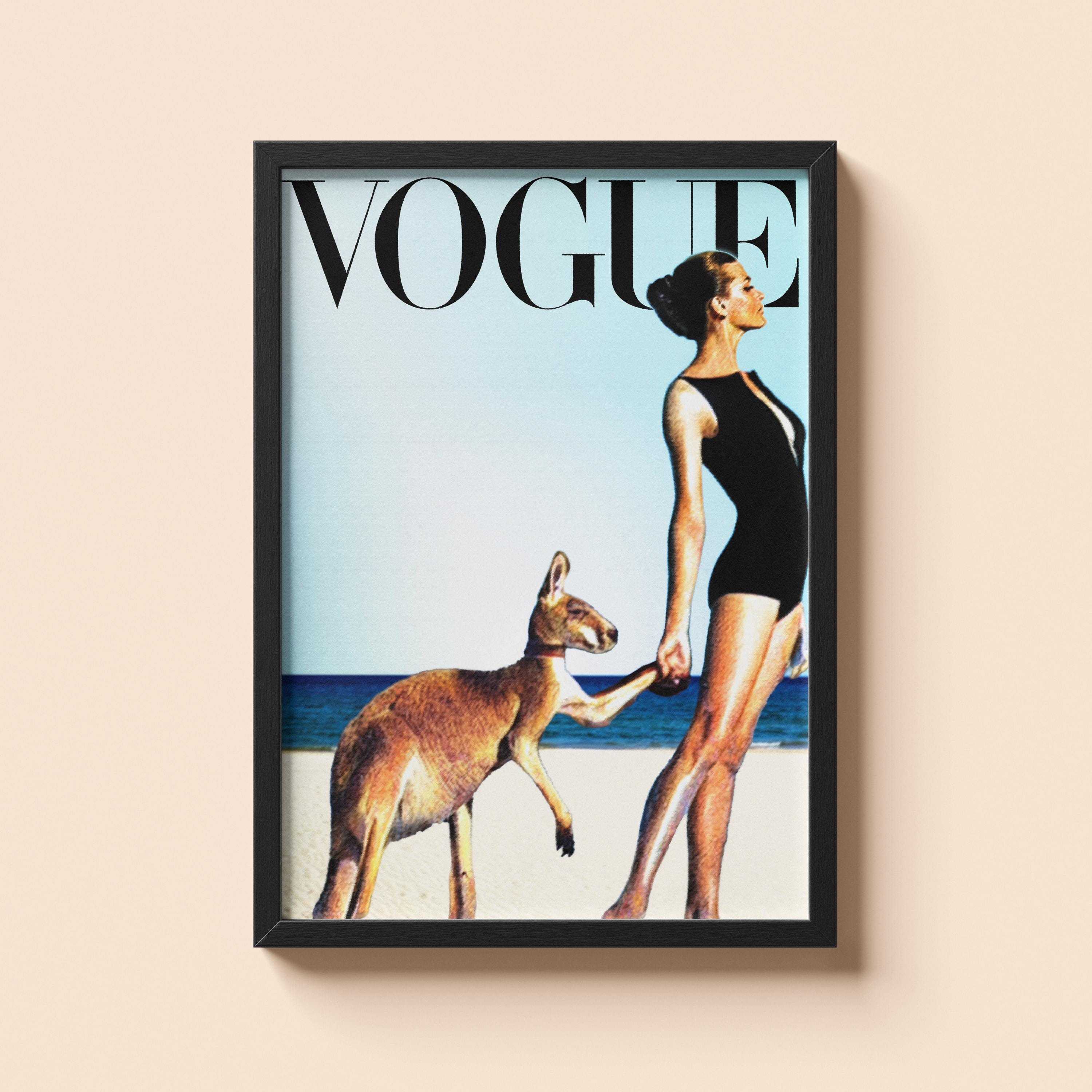 The Girl and the Kangaroo Print | Old Money Poster | Vintage Vogue Poster
