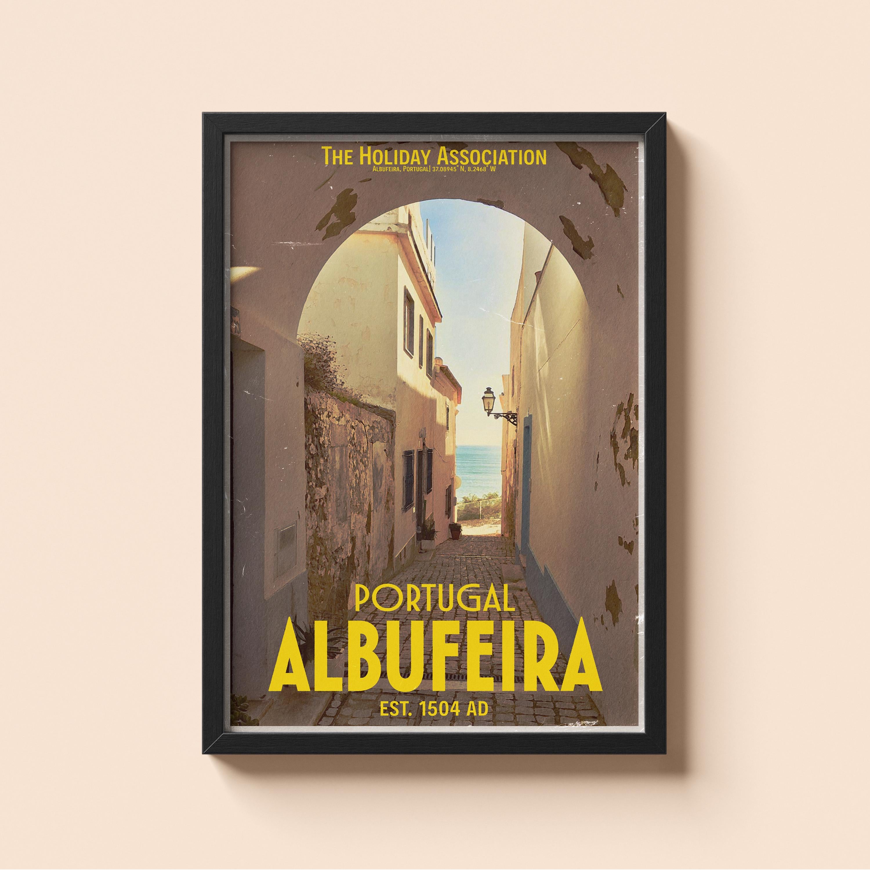 Albufeira Holiday Poster | Travel Wall Art | Vintage Holiday Print | Summer Vacation Poster | Retro Portugal Poster