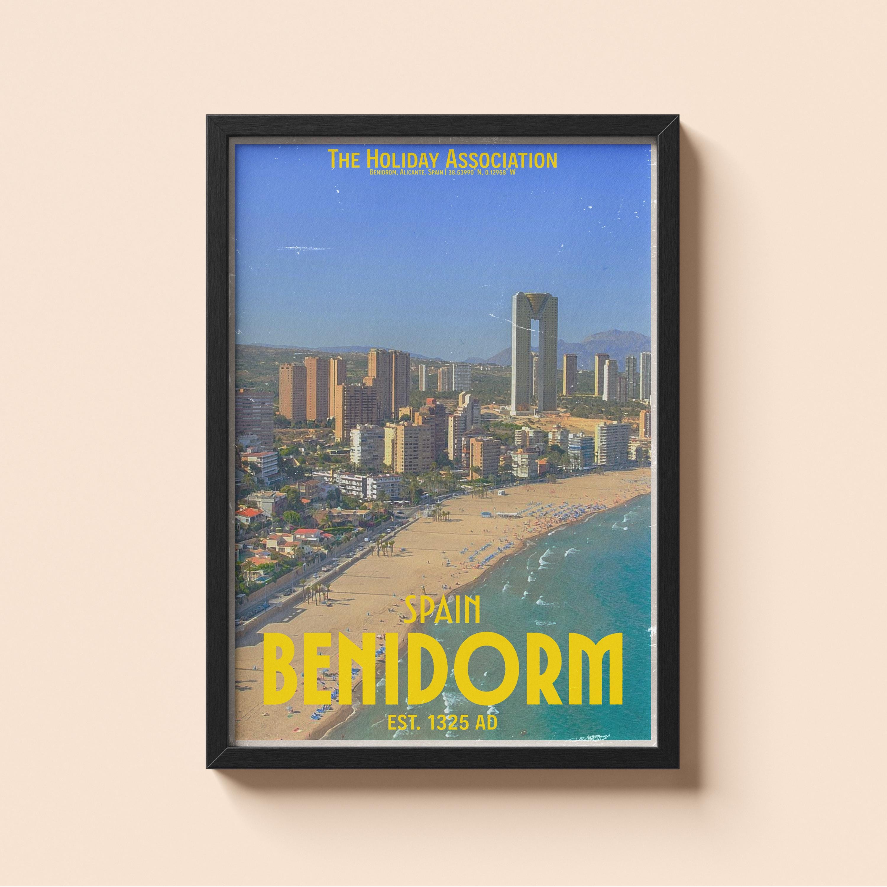 Benidorm Holiday Poster | Travel Wall Art | Vintage Holiday Print | Summer Vacation Poster | Retro Spanish Poster