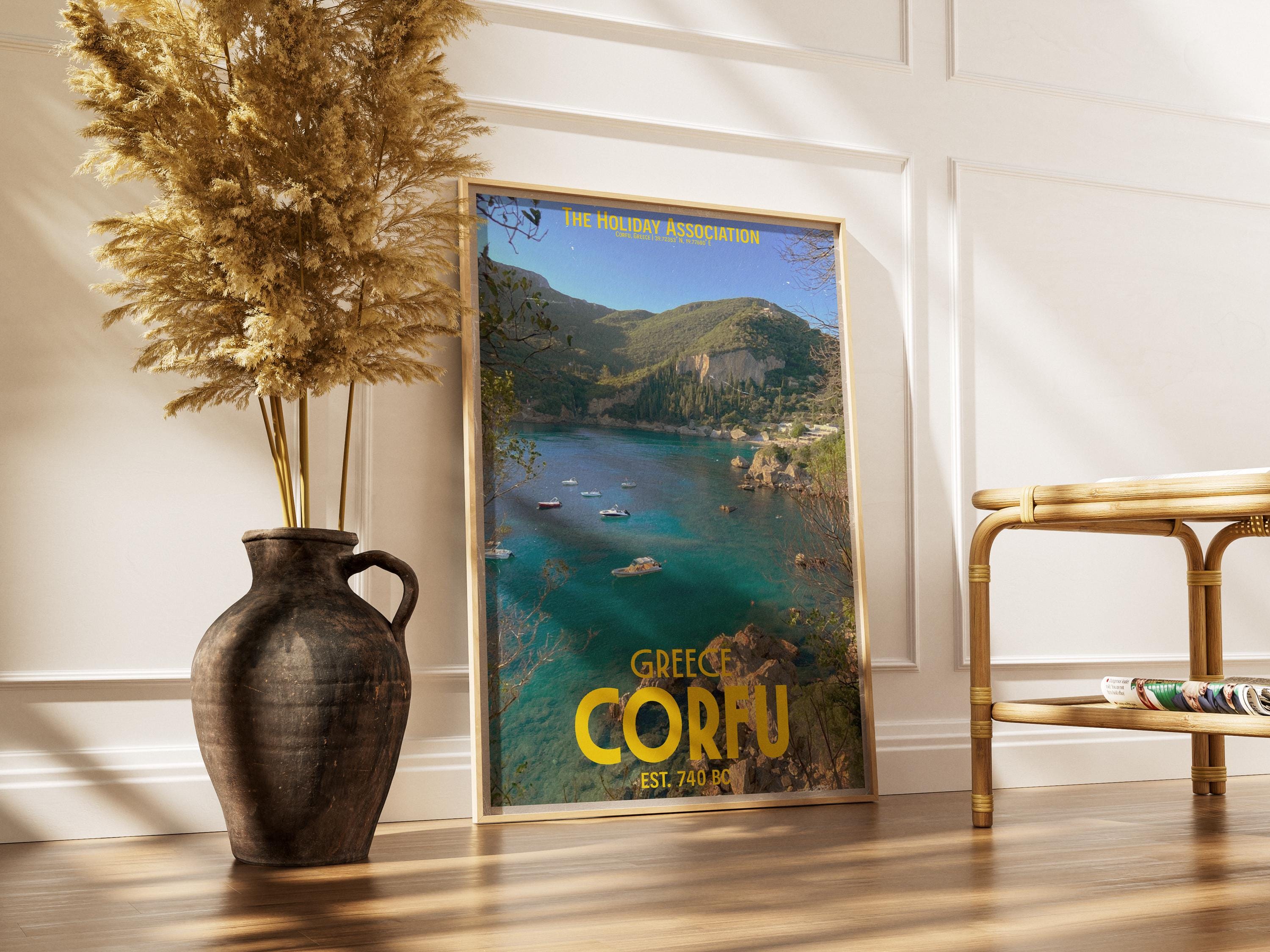 Corfu Greece Holiday Poster | Travel Wall Art | Vintage Holiday Print | Summer Vacation Poster | Retro Greek Poster